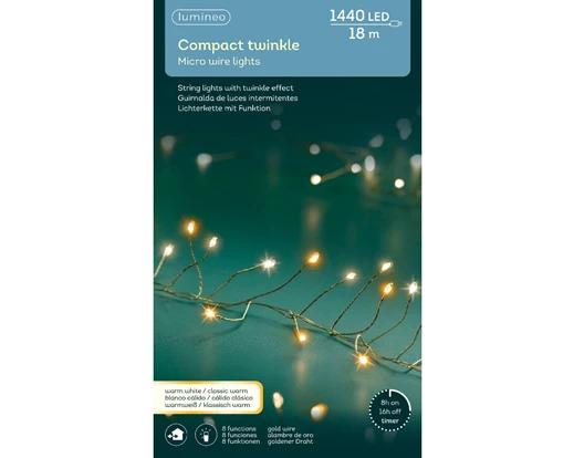 Kerstverlichting LED Compact Micro Lights Twinkle 18m - 1440 Lights - Gold/Warm White/Classic Warm - In/Outdoor
