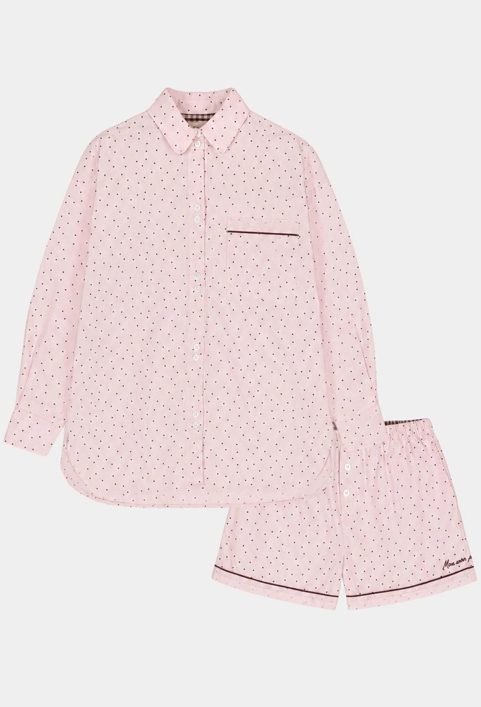 Woody & Kirilove Pyjama Dames Roze Bolletjes Print - x-large