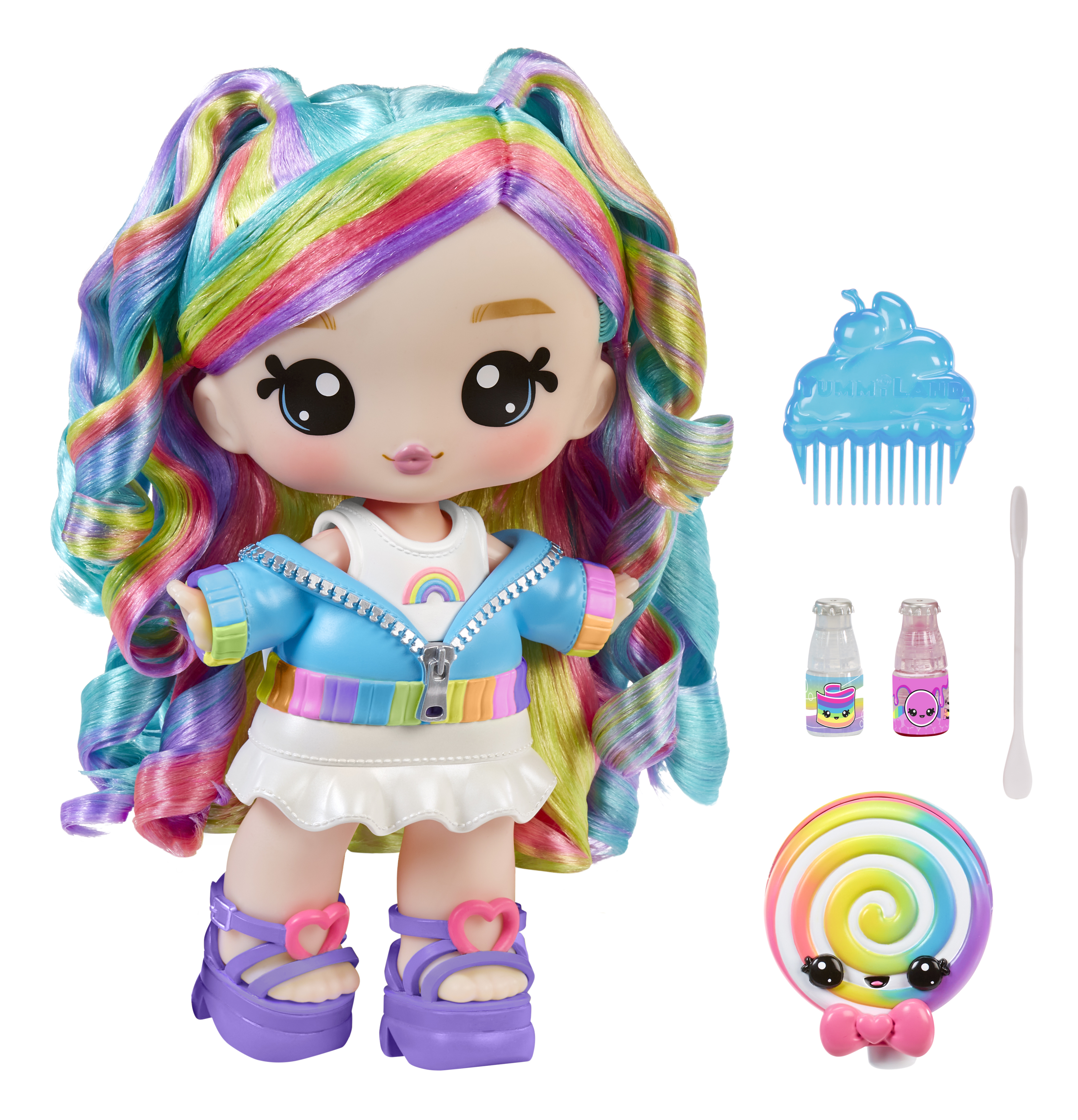 Yummiland Lipgloss Large Doll Skyler Rainbow Belt + Lipgloss Pet