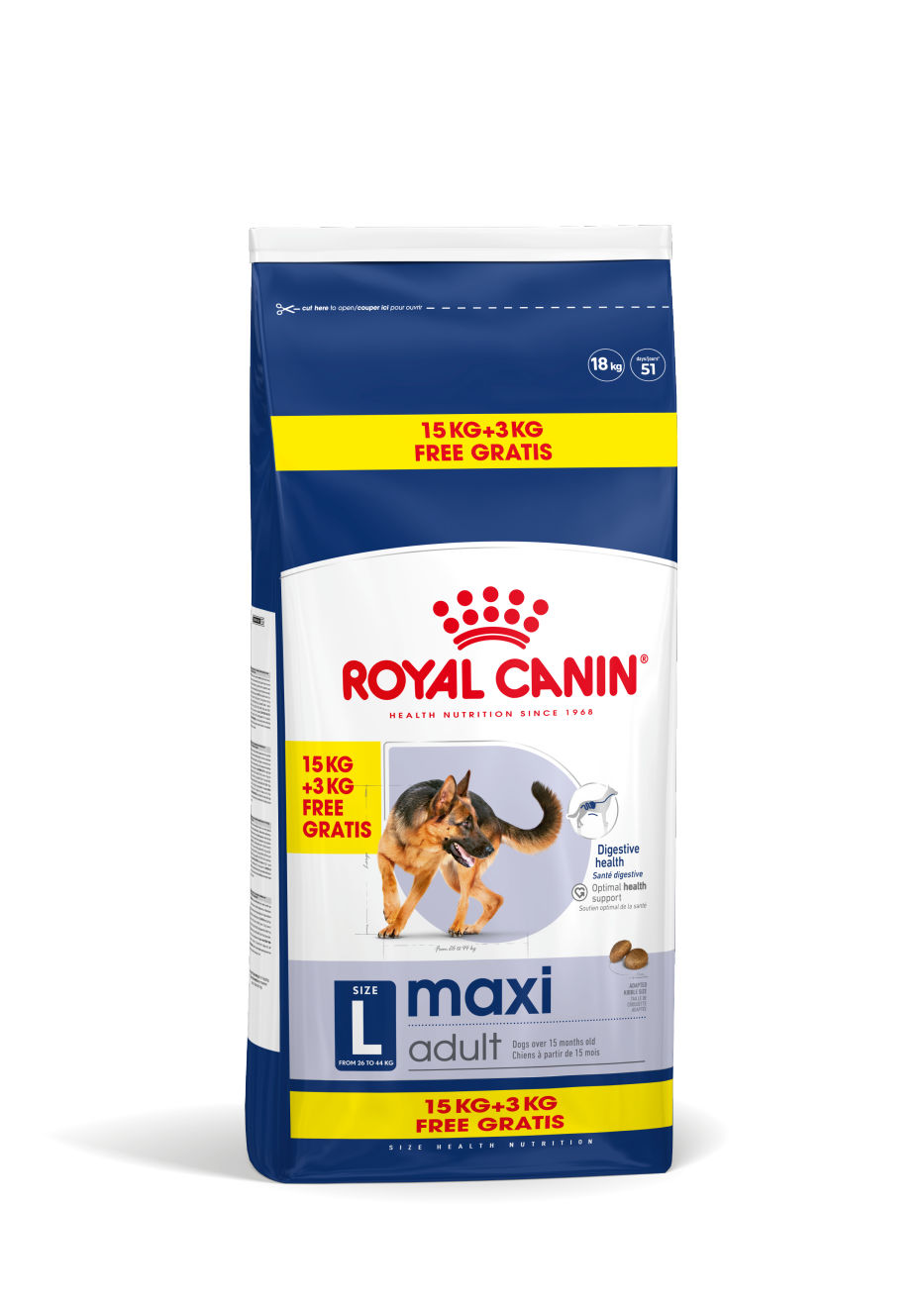 Royal Canin Maxi Adult Hondenvoer 15 kg + 3 kg Gratis