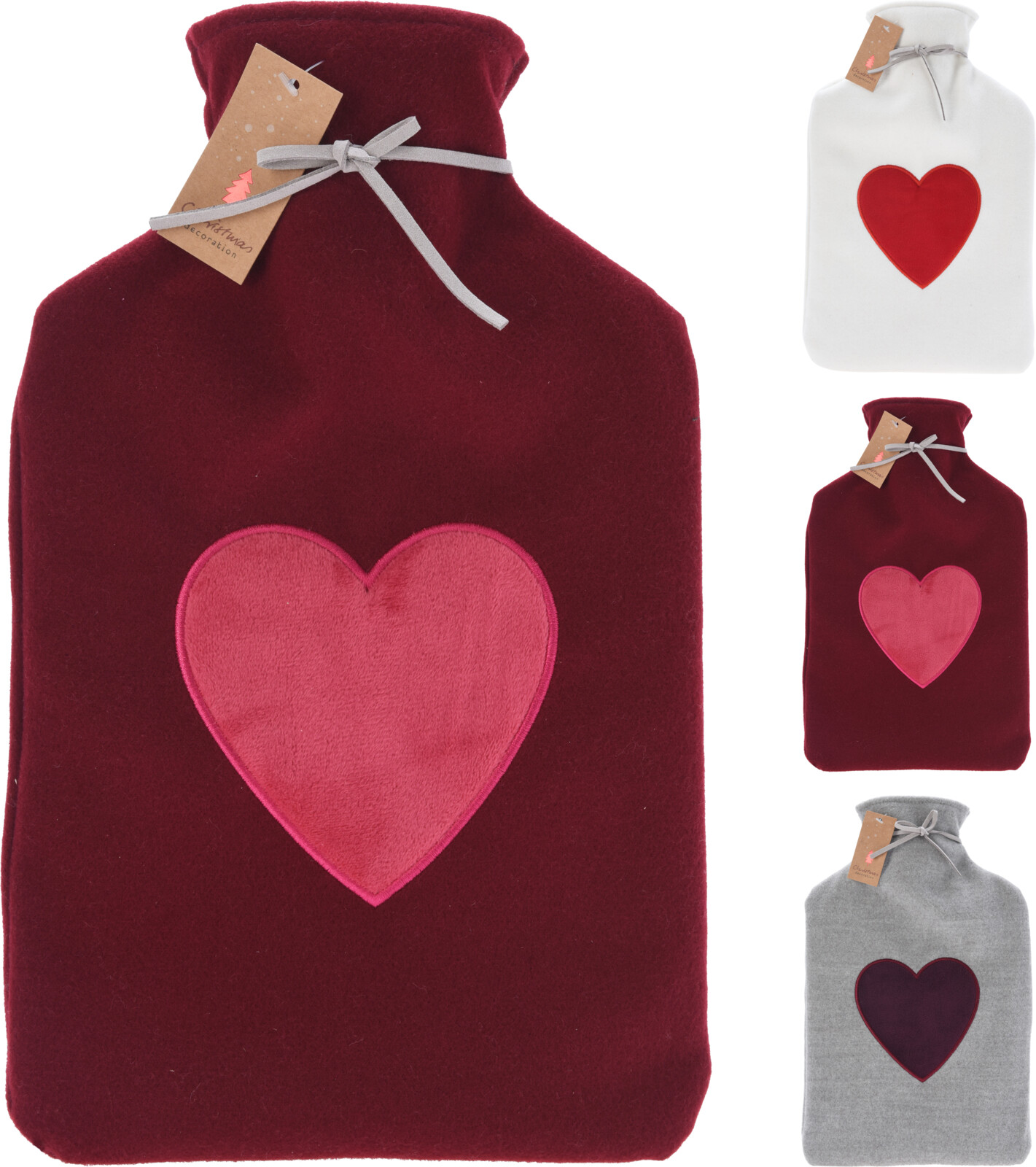 Warmwaterkruik Sweater met Hartje 1.75l - 35x22 cm - assorti - prijs per stuk