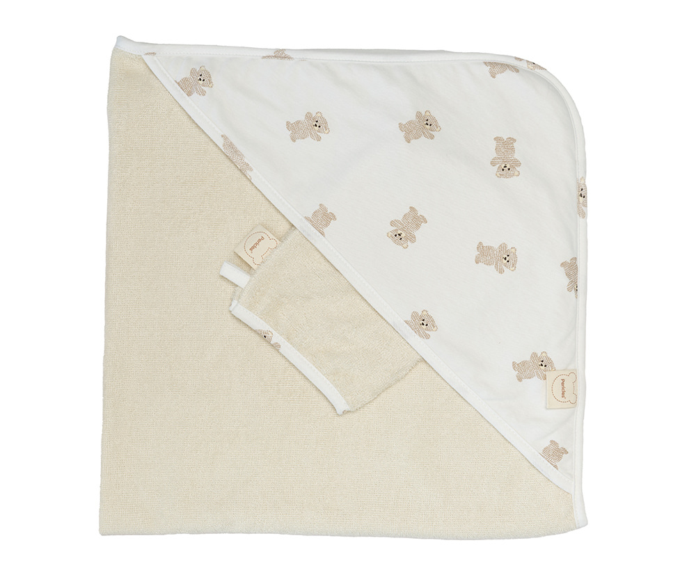 Pericles Badcape met Washandje Bear Allover