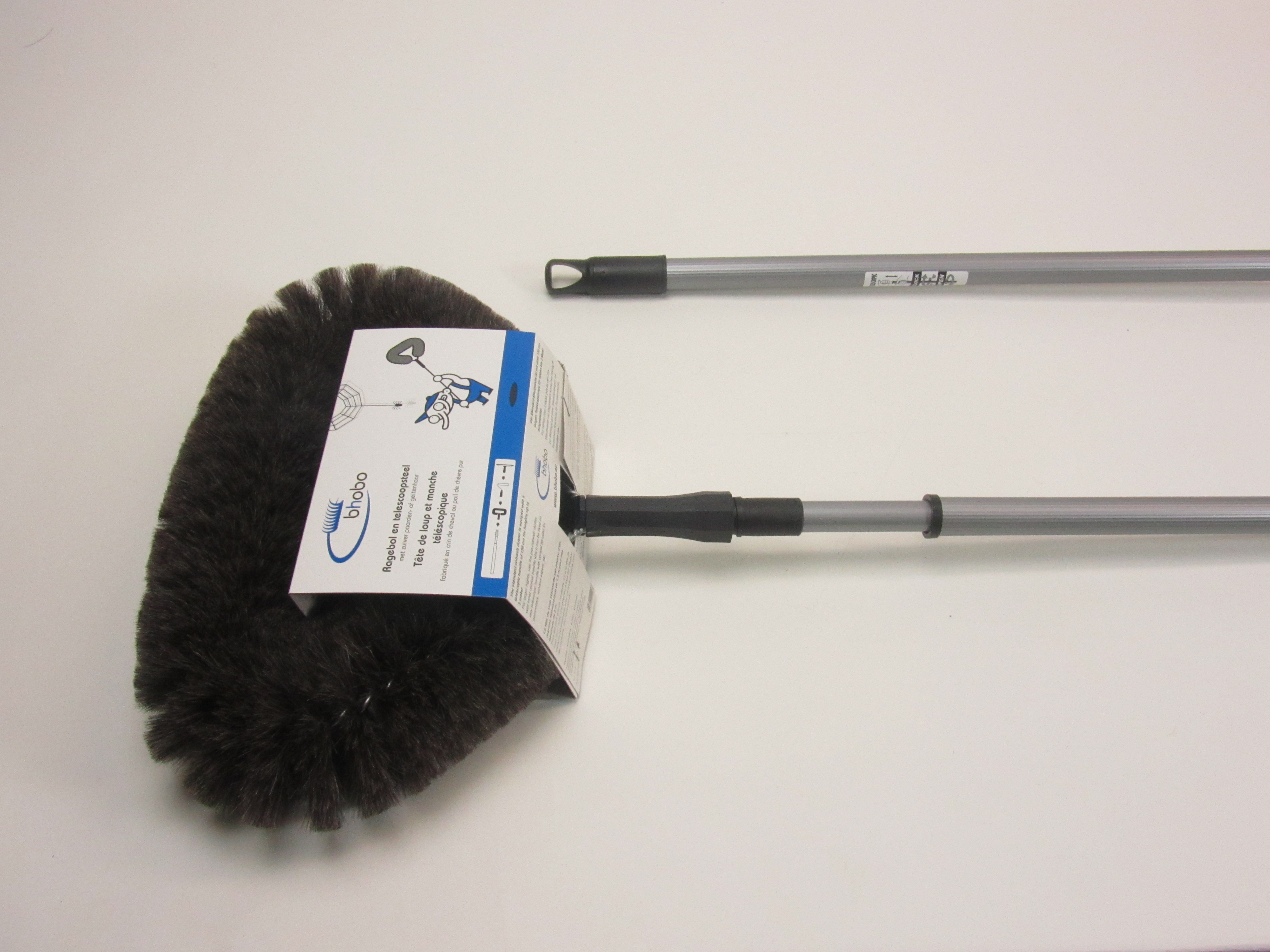 Plubo Ragebol/Spinborstel met Telescoopsteel 1.5m - Paardenhaar