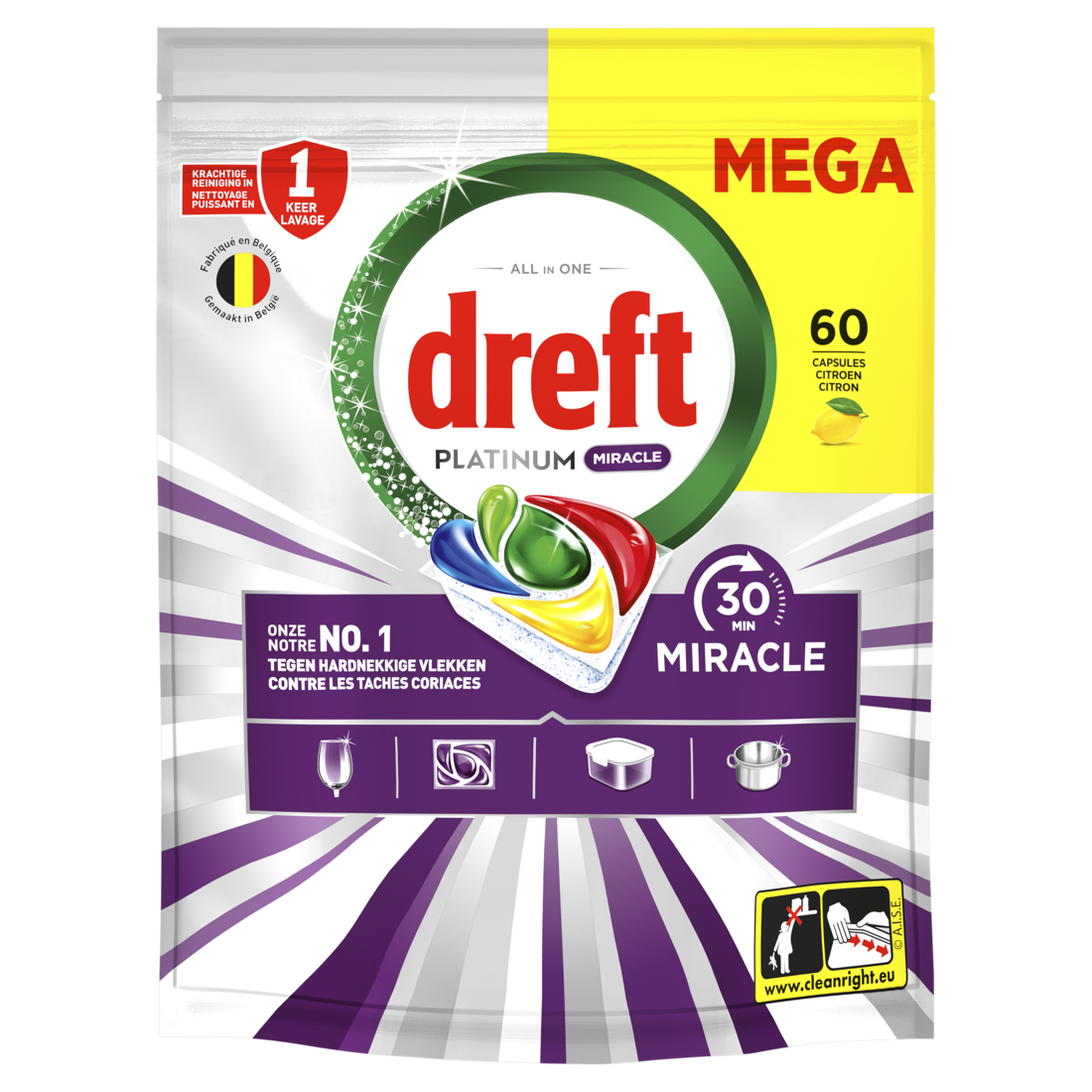 Dreft Vaatwastabletten Miracle Lemon 60 stuks