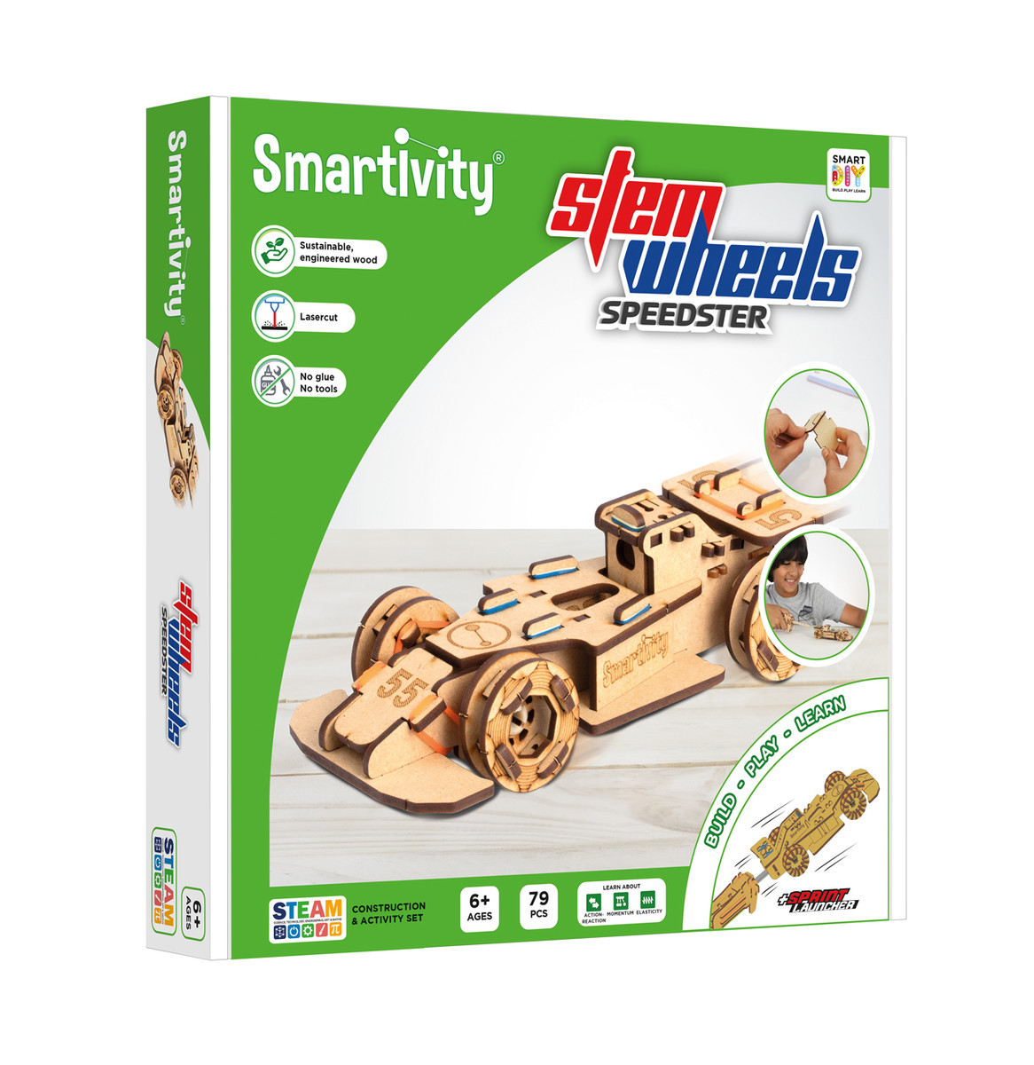 SmartTivity, Speedster, zelf te bouwen Duurzaam gerecycleerd hout, geen lijm.