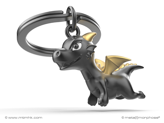 Chocli Sleutelhanger Animal Collection - Draak - Zwart/Goud