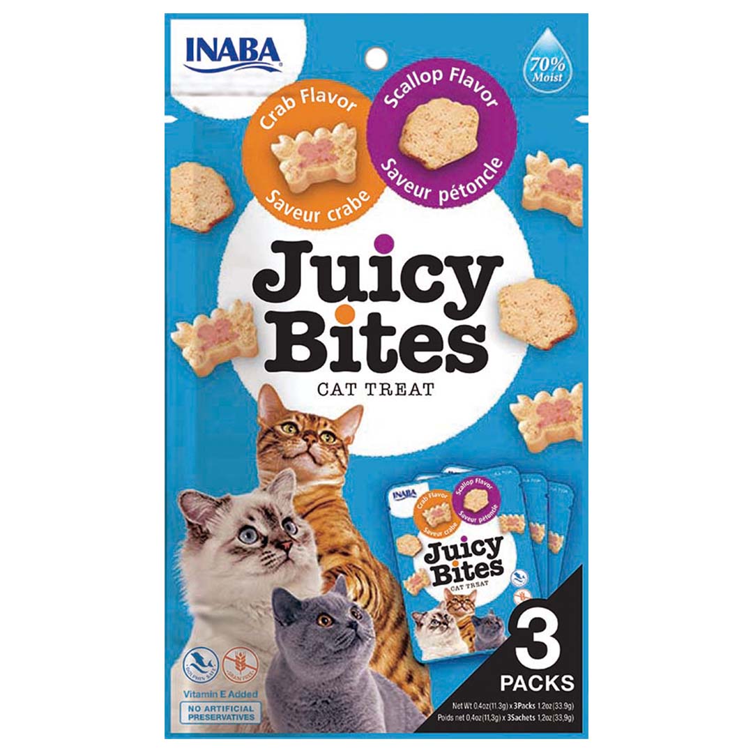 Inaba Juicy Bites Kattensnack Sint-Jakobsschelp & Krab 3x 11.3 g