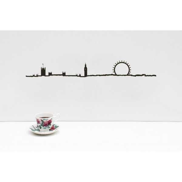 The Line Panorama Muurdecoratie Metaal Londen - Zwart