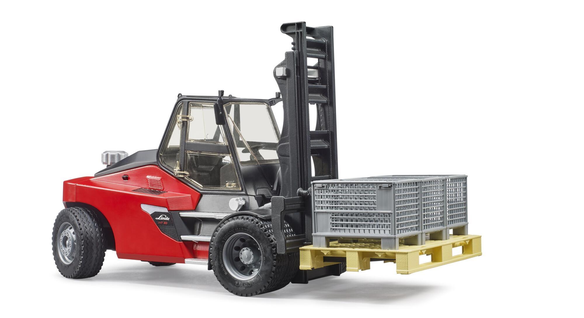 Bruder Linde HT160 Vorklift met pallet en 3 palletboxen