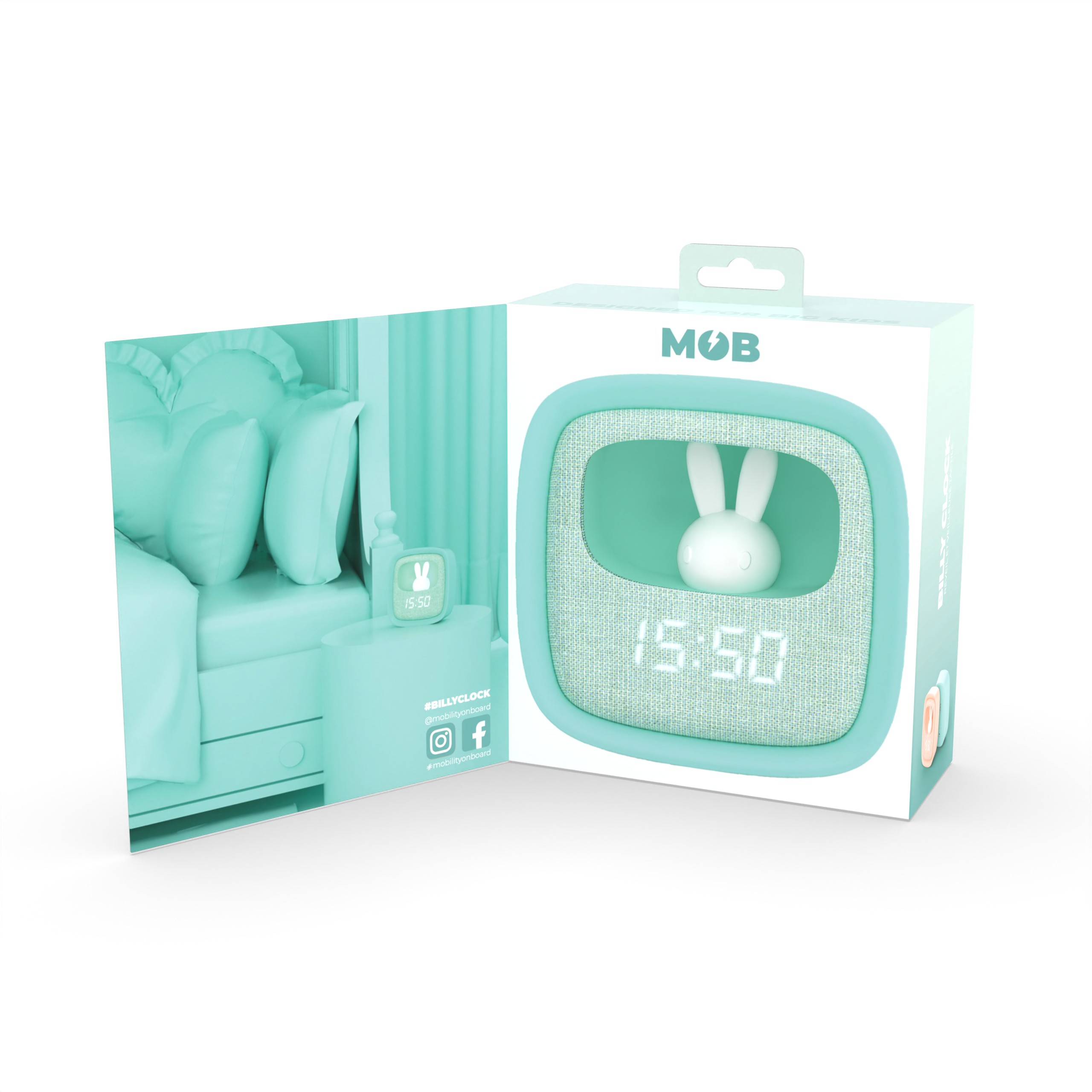 MOB Billy Wekker Turkoois met Nachtlamp