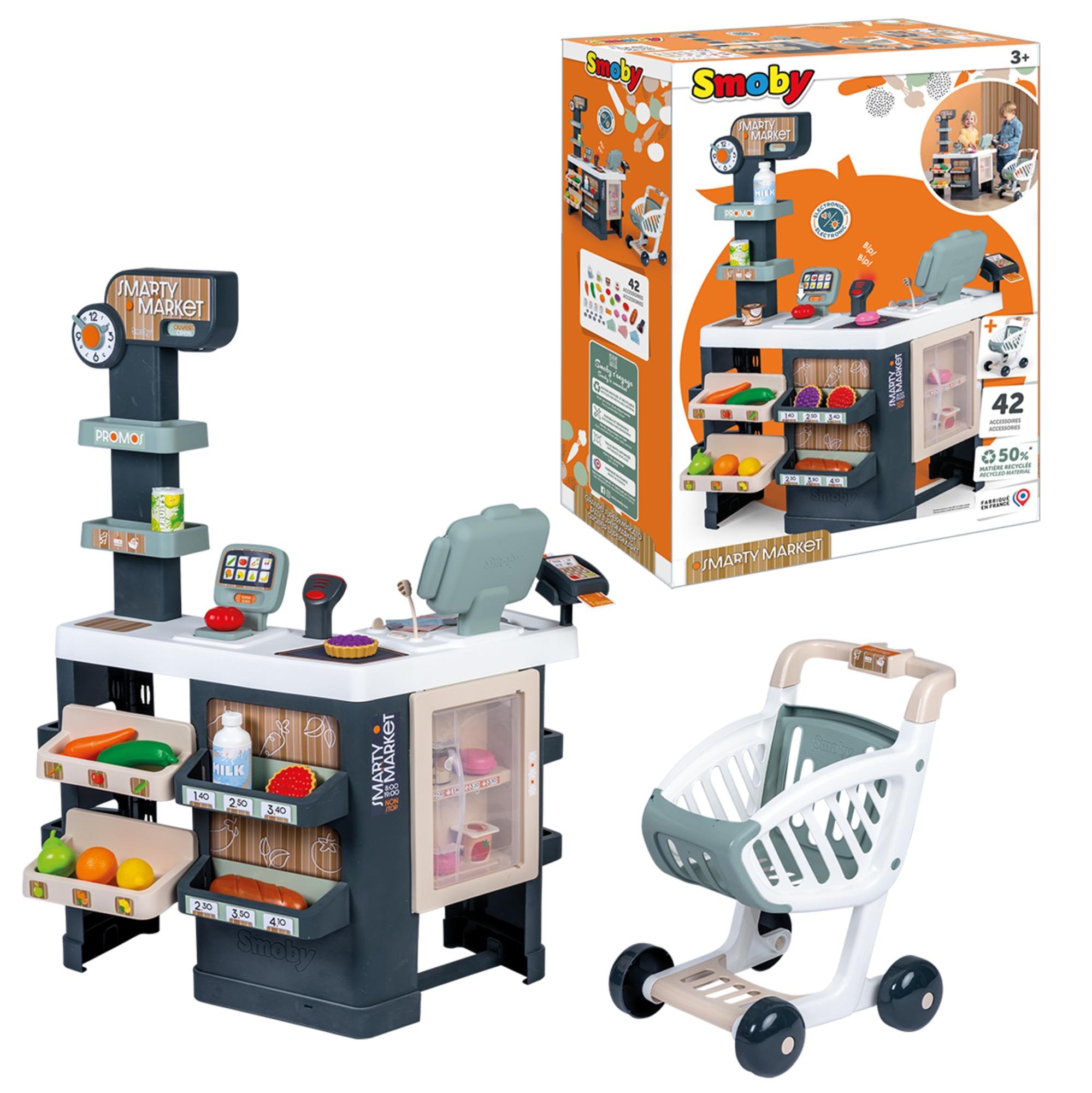 Smoby Smarty Market, Supermarkt met 42 accessoires en winkelwagen