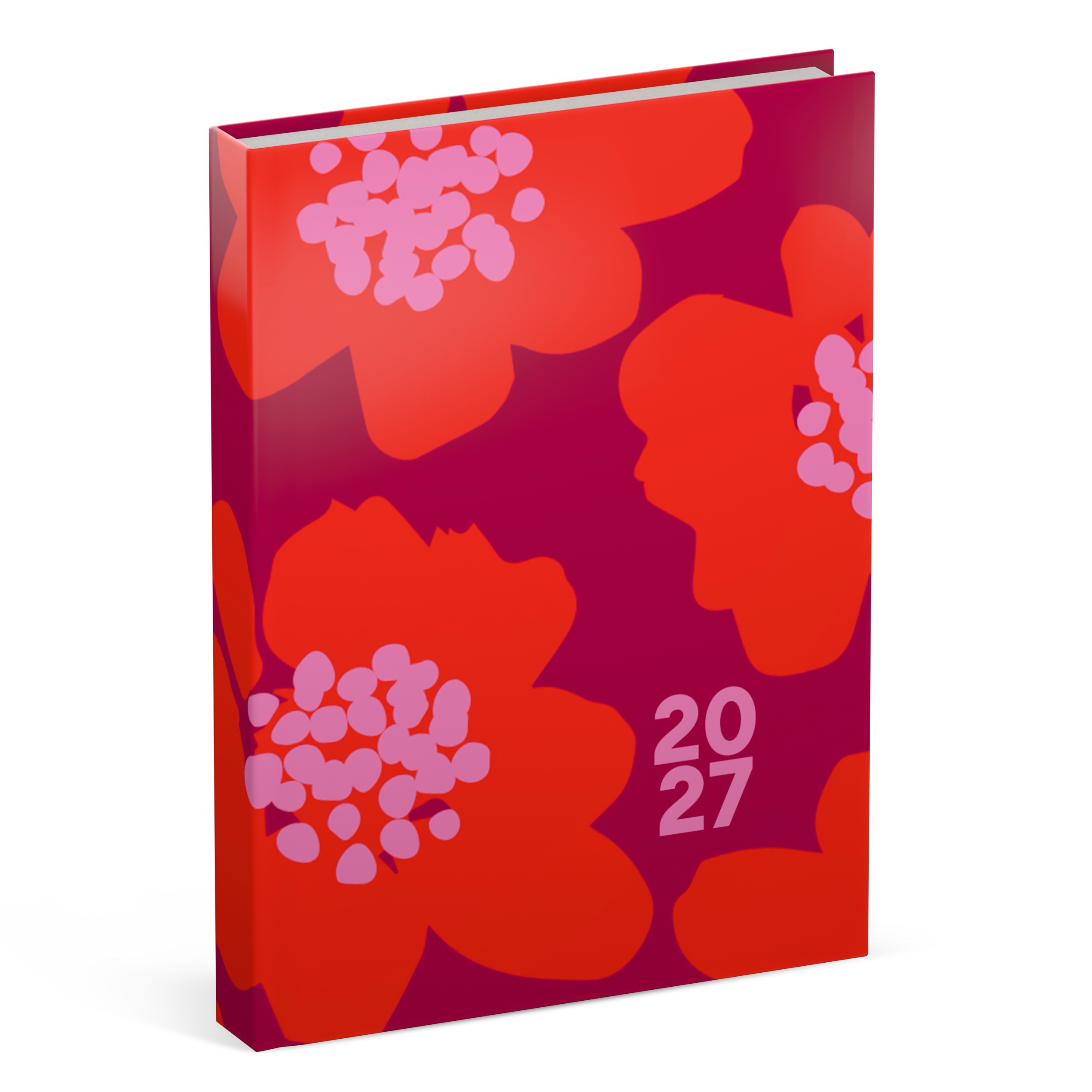 Agenda 2027 Flowers Bold Pocket Rood 1week/2pag 9x13 cm