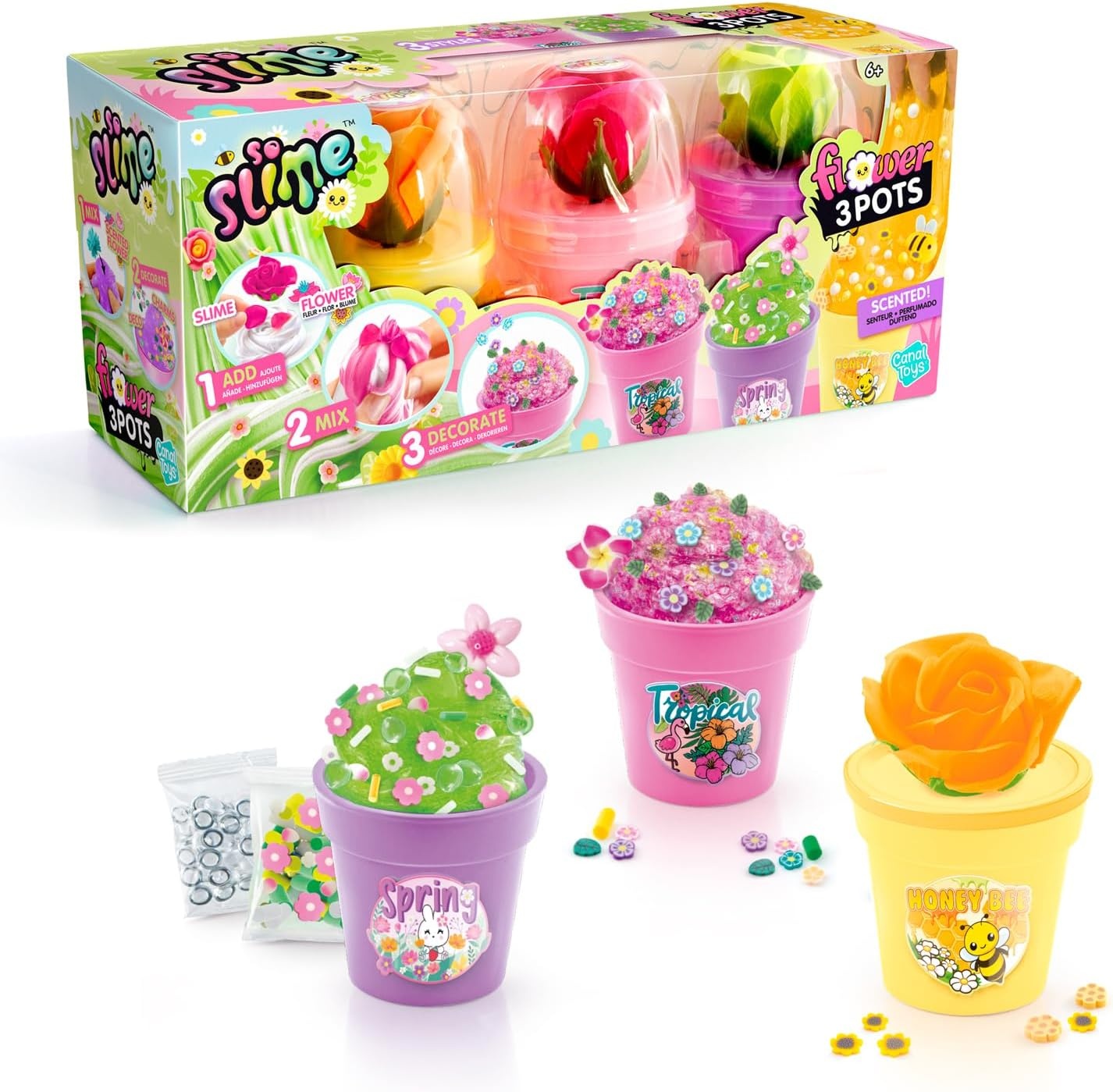 So Slime Flower Pots, 3 bloempotjes