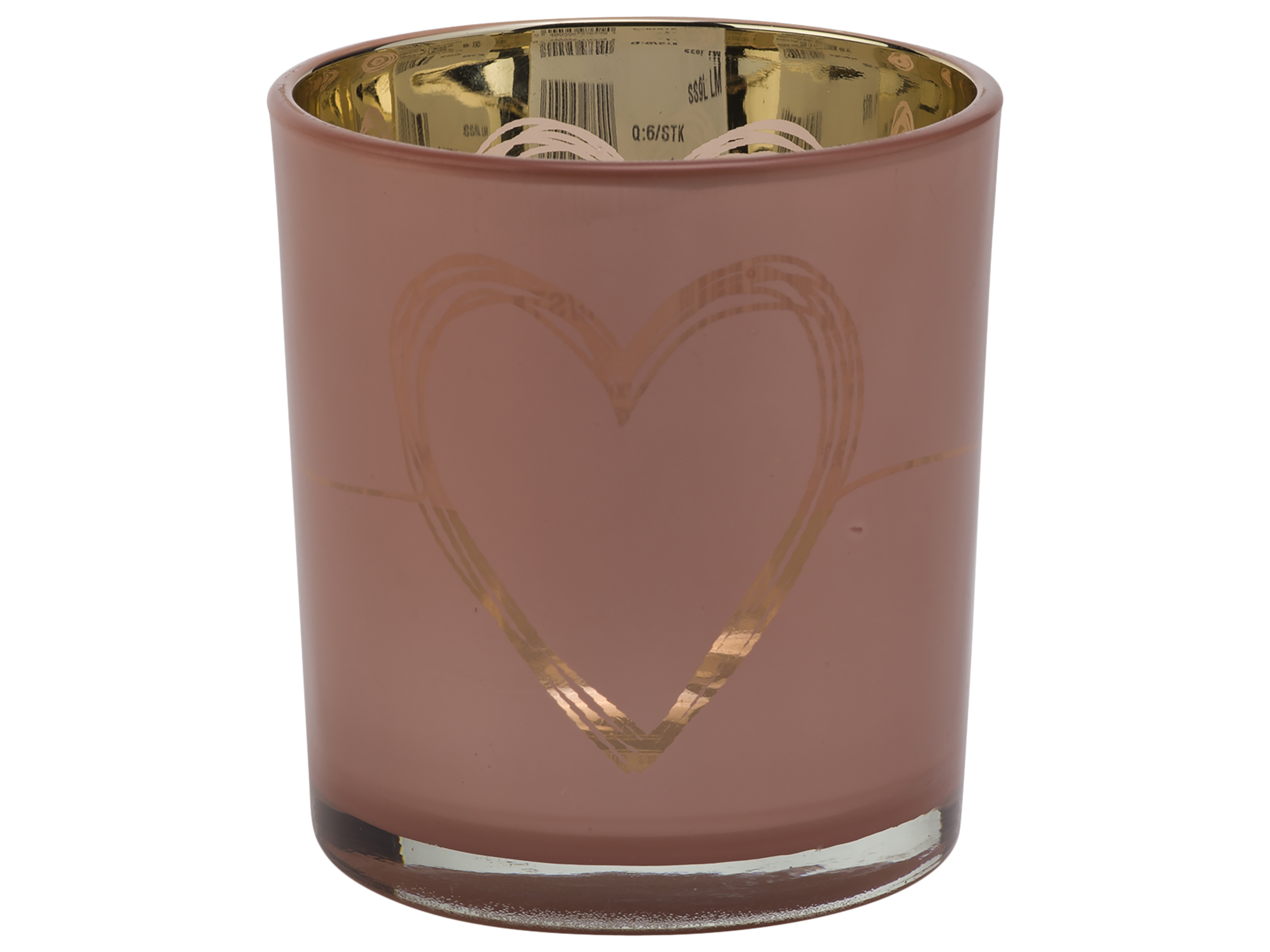 Cosy@Home Theelichthouder Heart Roze - 7x8 cm - Glas