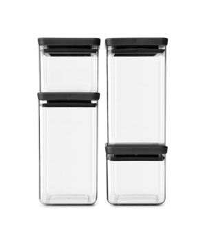 Brabantia Tasty Voorraadpot stapelbaar, Dark Grey, Set van 4
