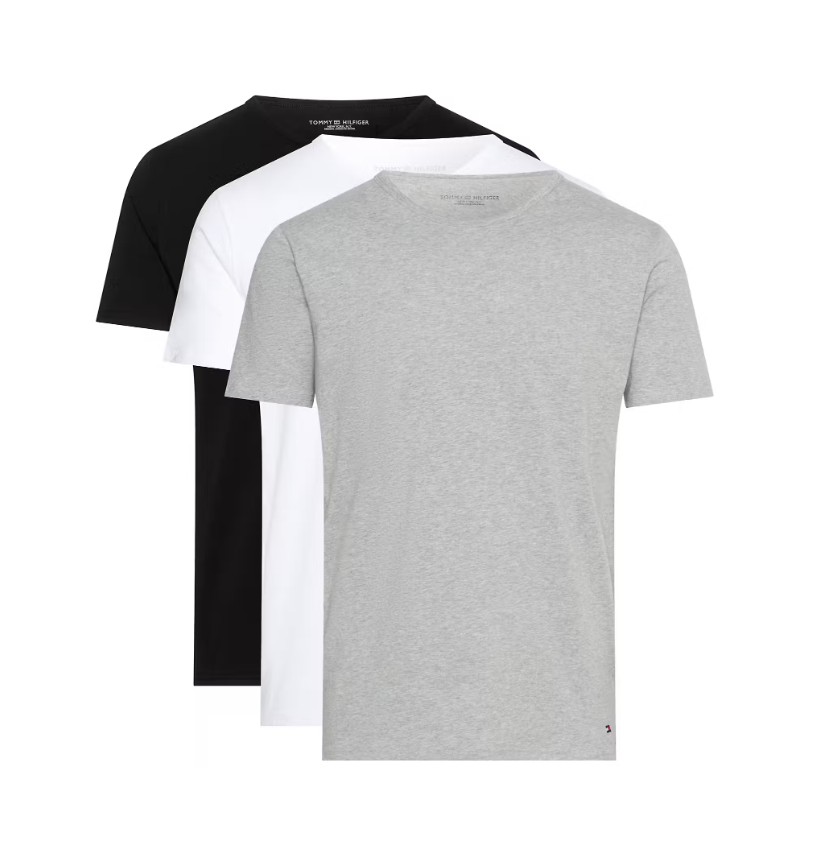 Tommy Hilfiger T-shirt Heren Km 3 stuks Black/White/Grey Heather