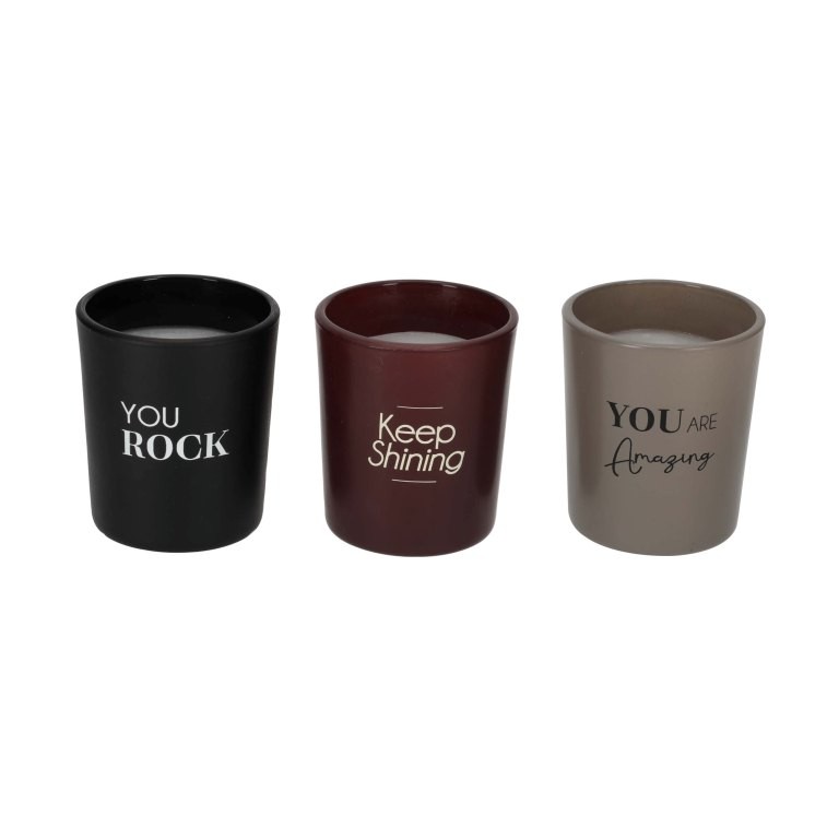 JENS Living Compliment Kaarsen Warm Vibes set 3 stuks - Glas - 5.5x6 cm - 8 Branduren