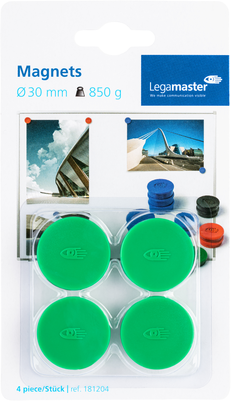 Legamaster Magneet 30 mm - Groen 4 stuks