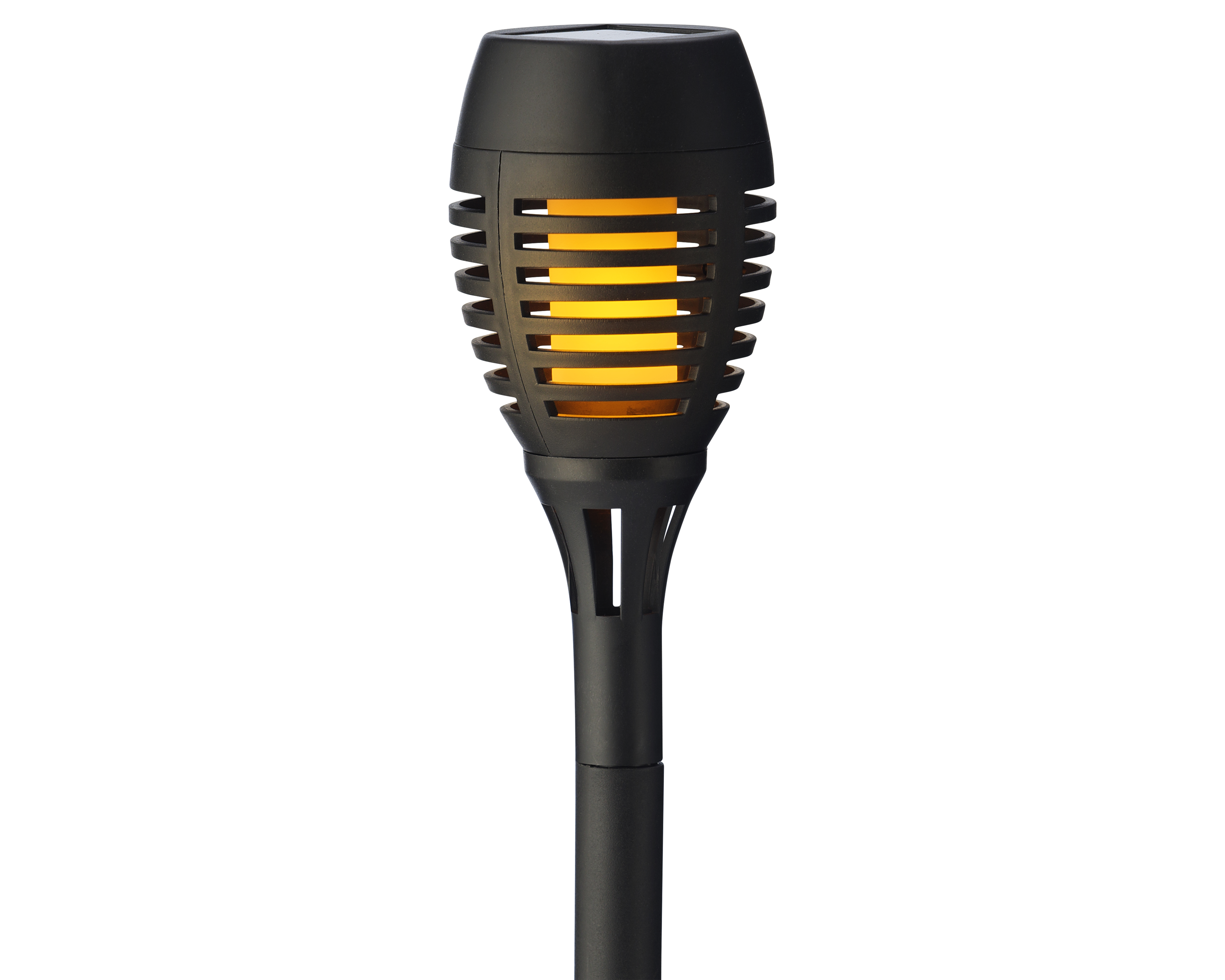 Solar LED Fakkel Zwart set 4 stuks 7.5x27 cm - Vlam Effect
