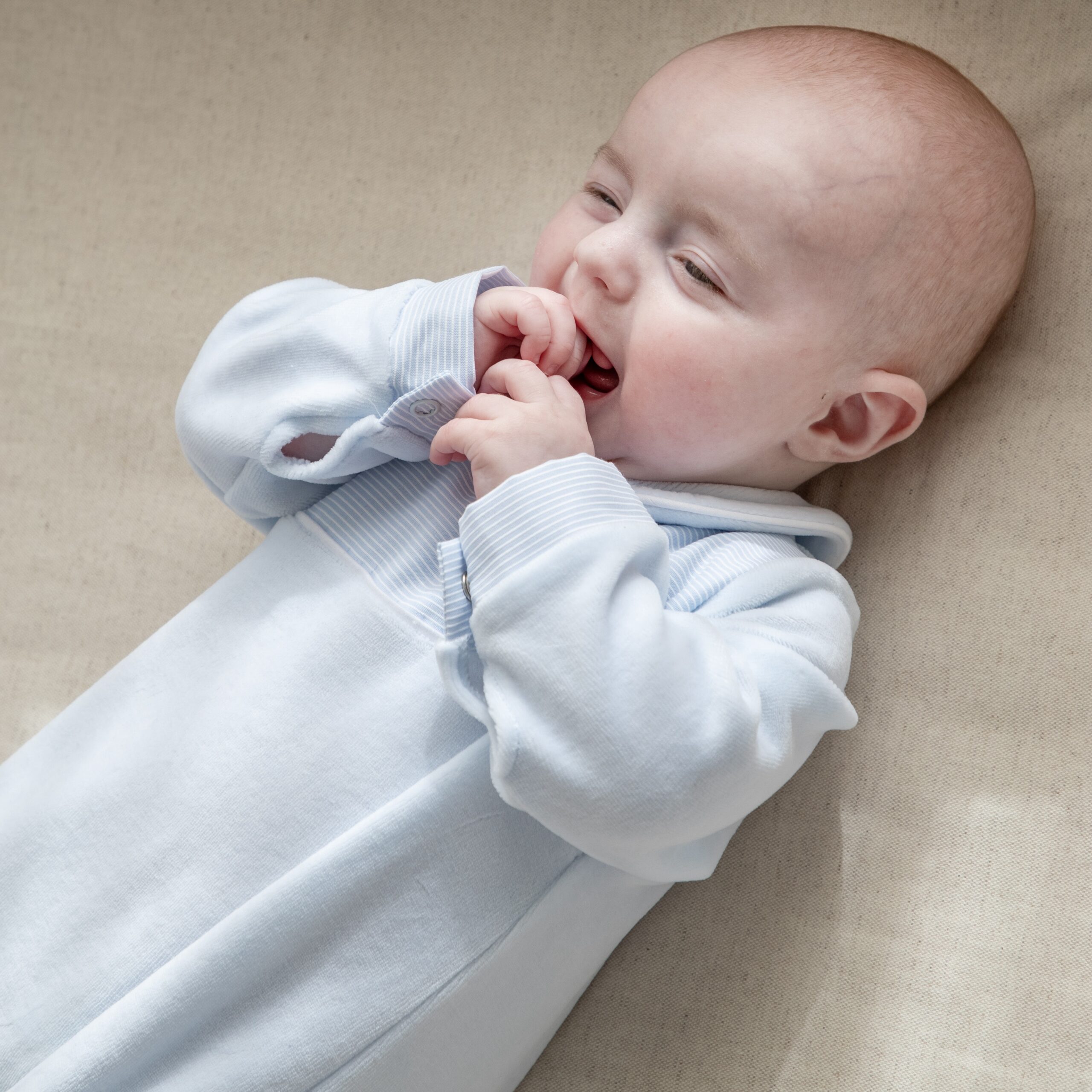 Living Nature Pyjama Jongen Bo Velours Blauw-Wit