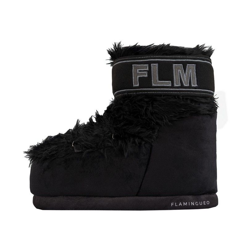 Flamingueo Pantoffels Yetis Giant Black Faux Fur - One Size