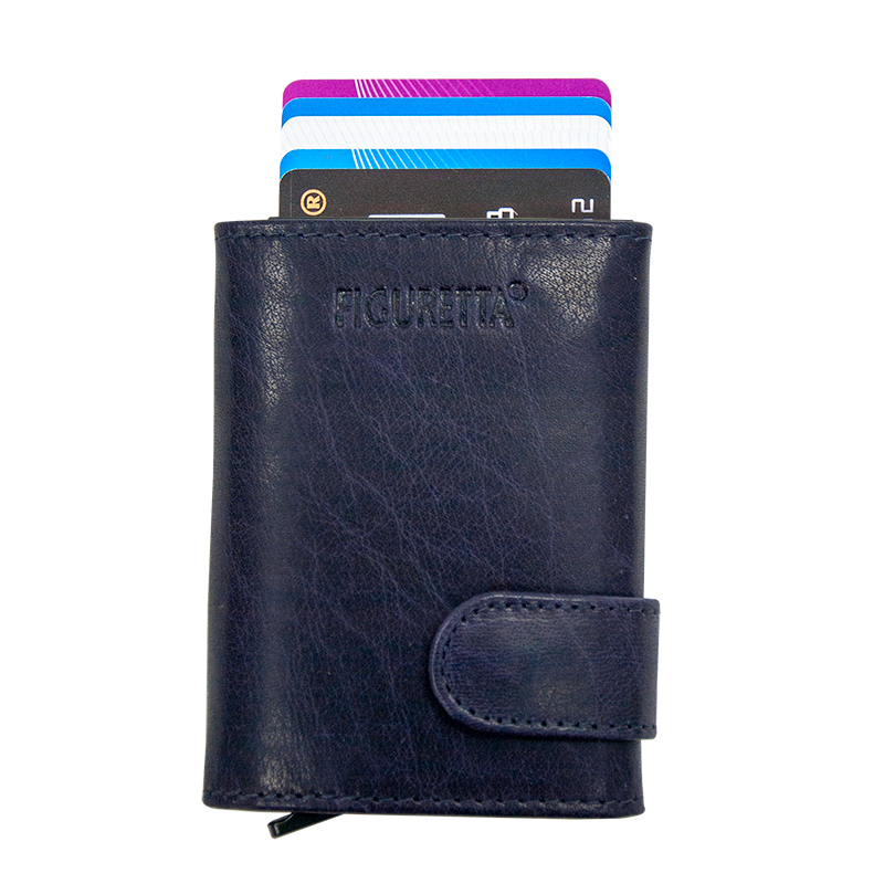 Figuretta Kaarthouder Buffalo Leder Blauw - RFID