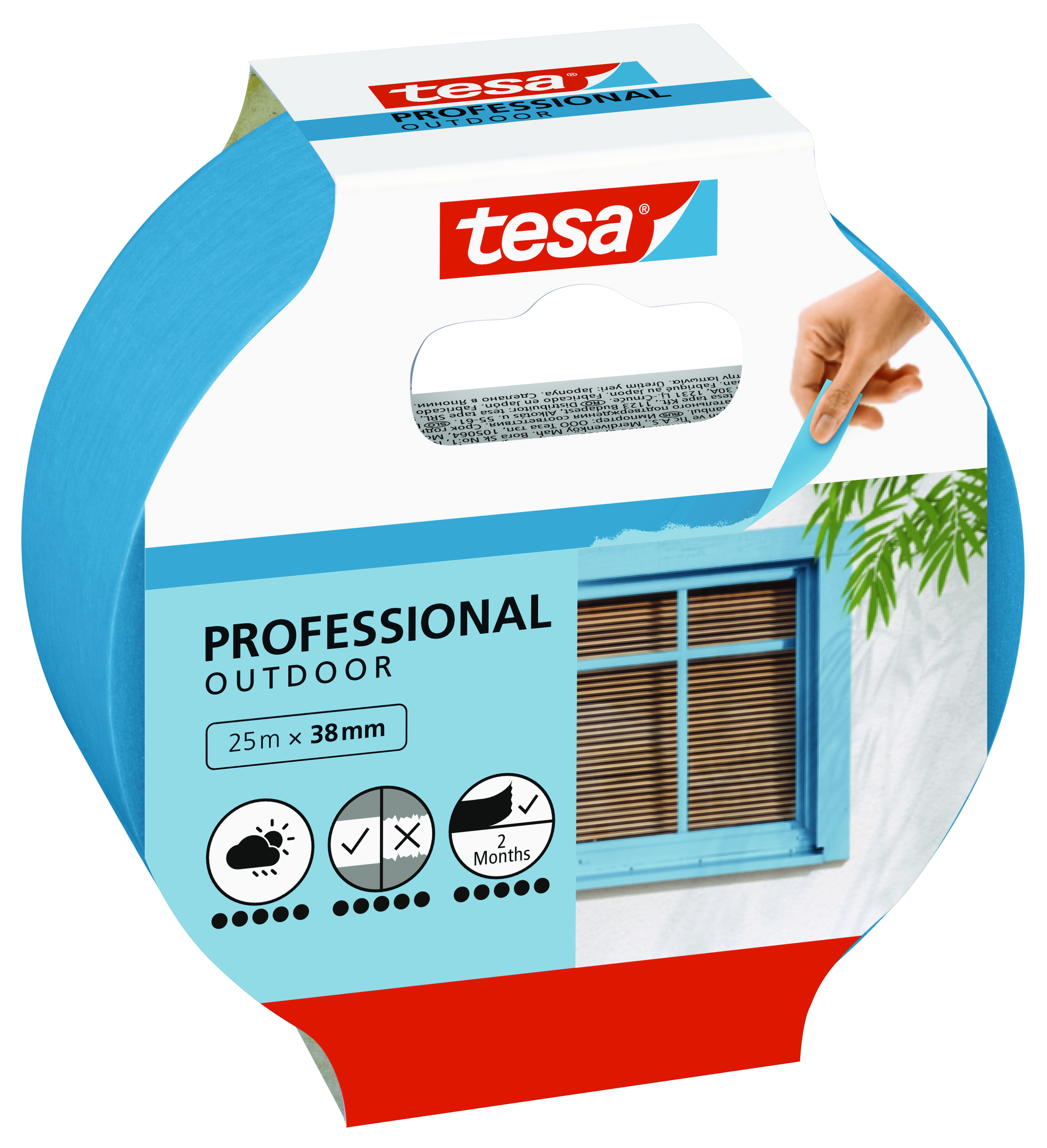 Tesa Afkleefband Professional Outdoor 25 m x 38 mm - Blauw