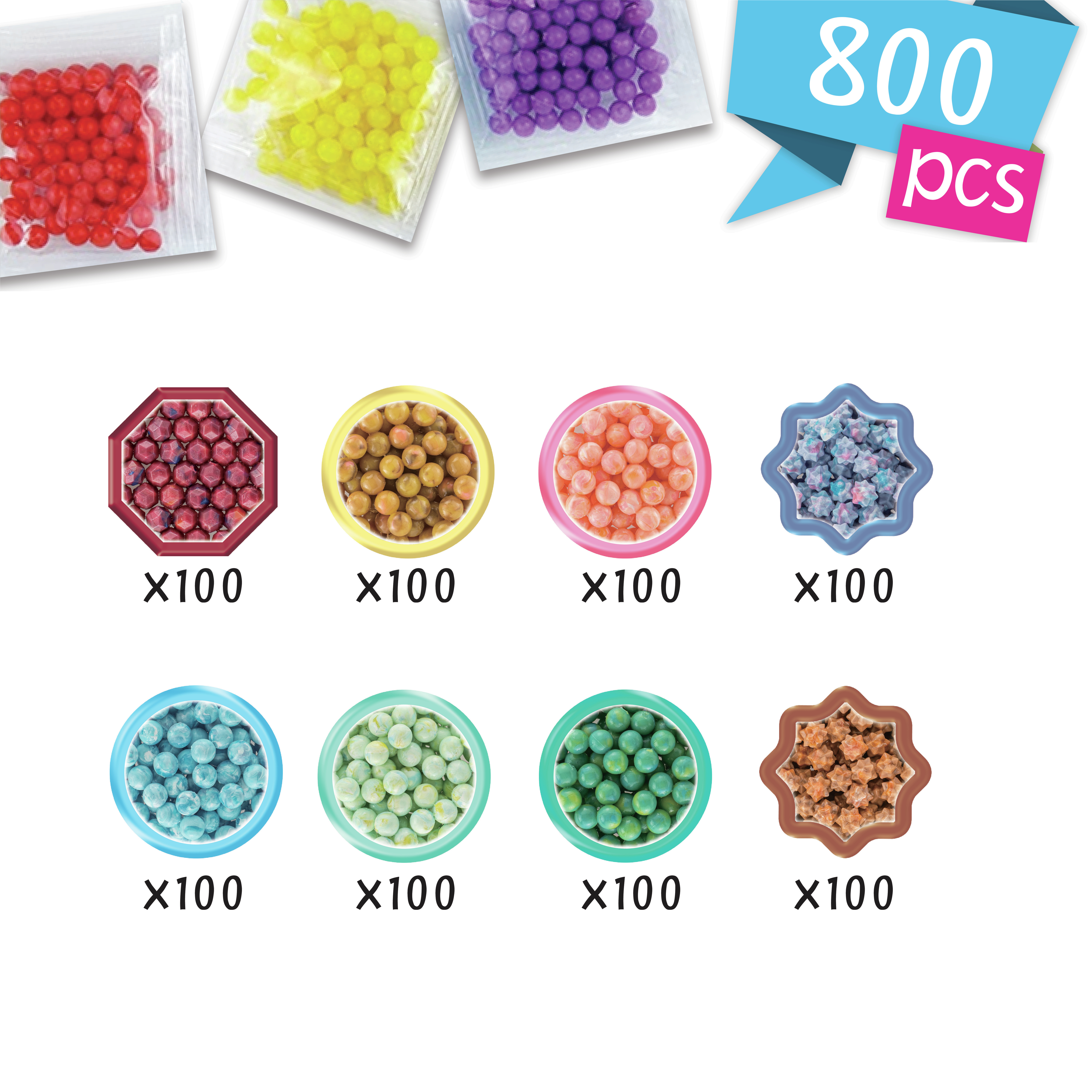 Aquabeads Navulling Mutikleuren Parel mix meer dan 800 parels