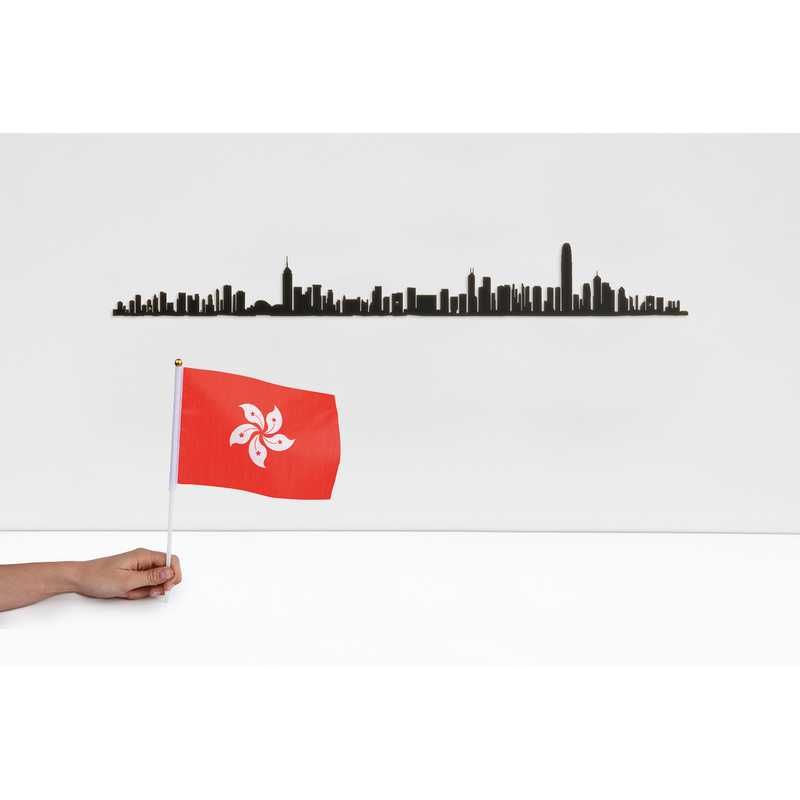 The Line Panorama Muurdecoratie Metaal Hong Kong - Zwart