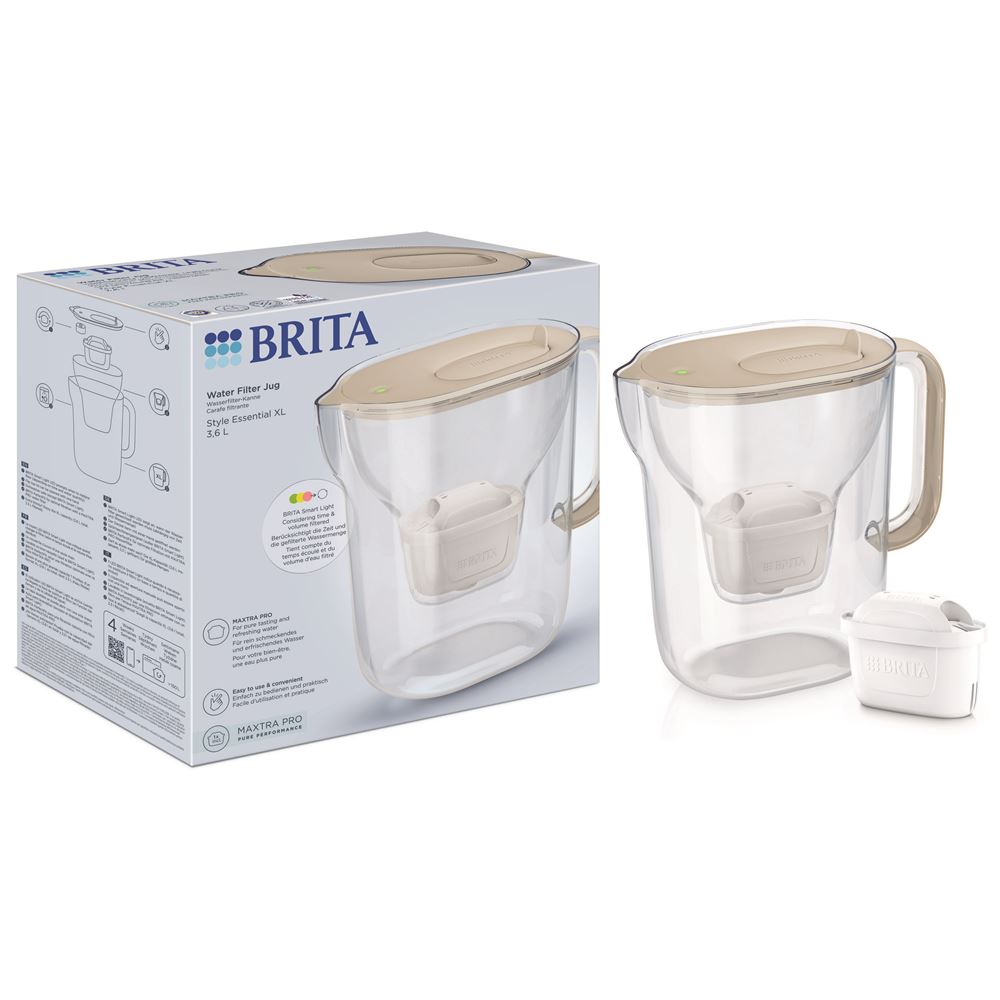 Brita Waterfilterkan Style Essential XL Sand 3.6l - 24x10.5x27.3 cm