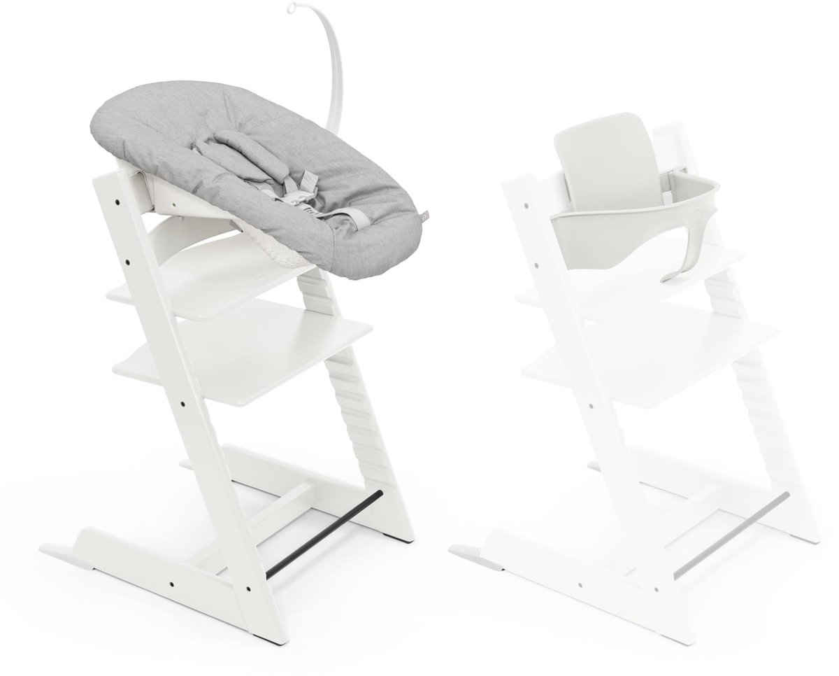Stokke Bundel Kinderstoel Tripp Trapp Wit + Babyset + Newbornset Grey