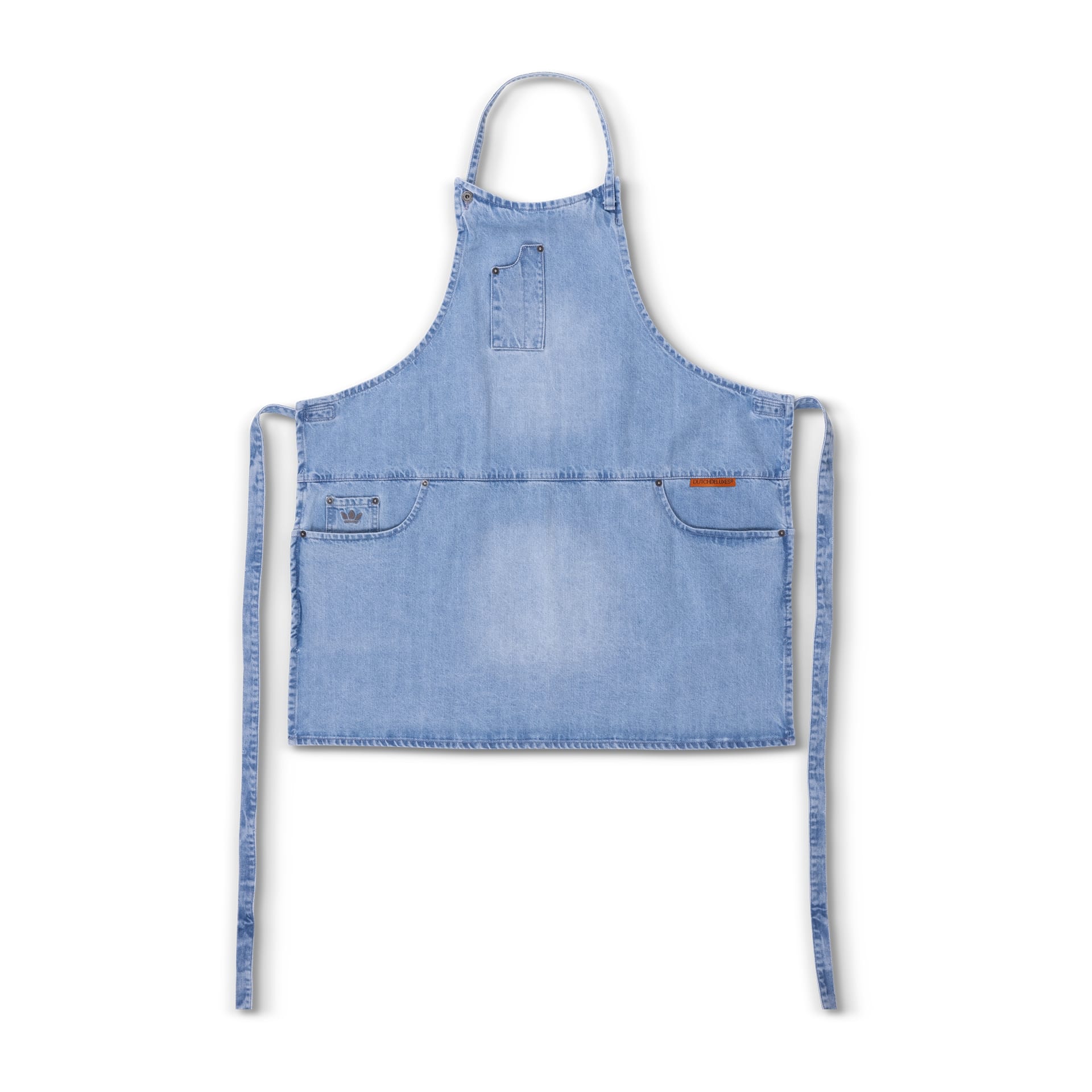 Dutchdeluxes Keukenschort Five Pockets Washed Indigo - 85x69 cm - 100% Cotton - Slim Fit - Handgemaakt
