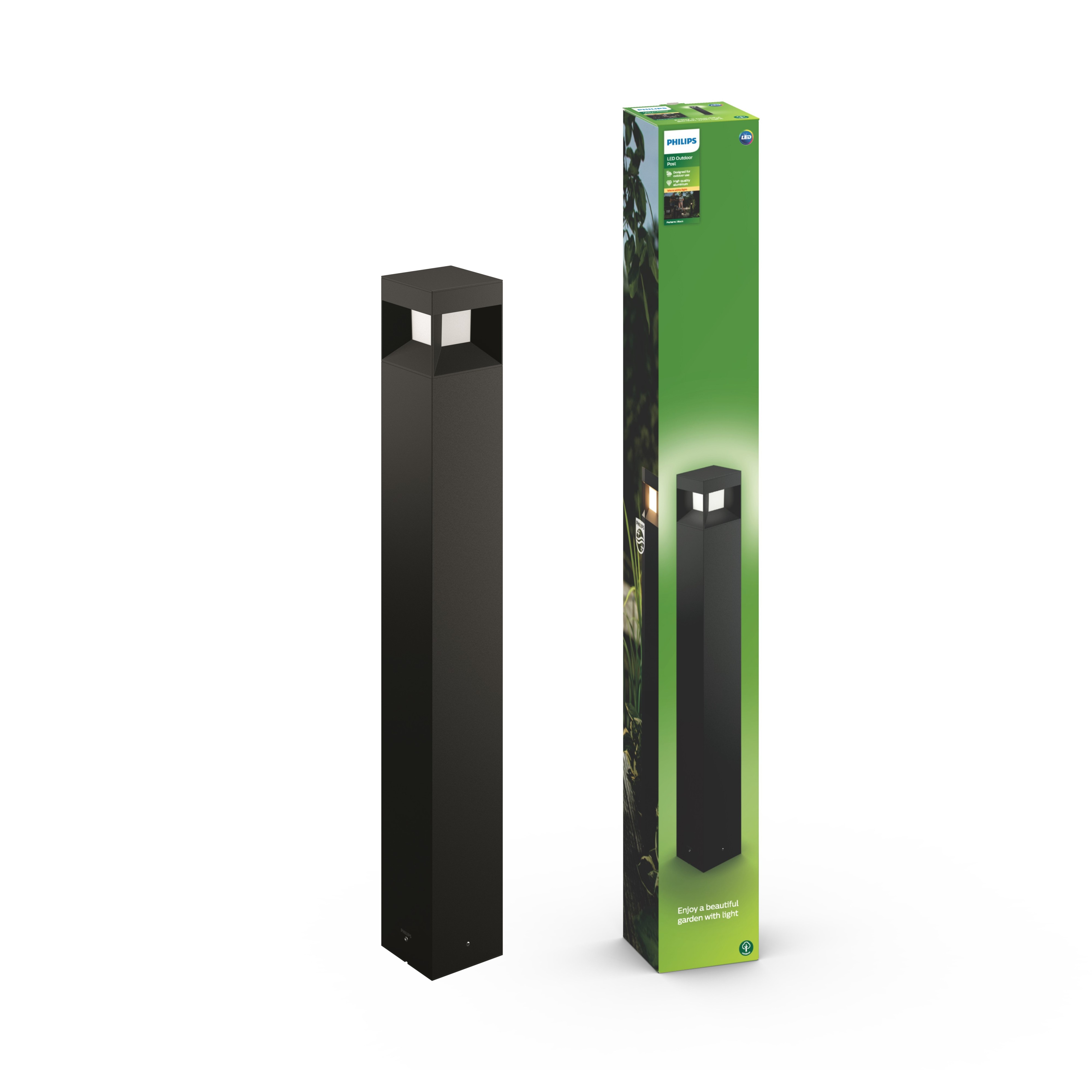 Philips Tuinpaal Parterre Zwart 77 cm Geintegreerd 8W IP44 Outdoor