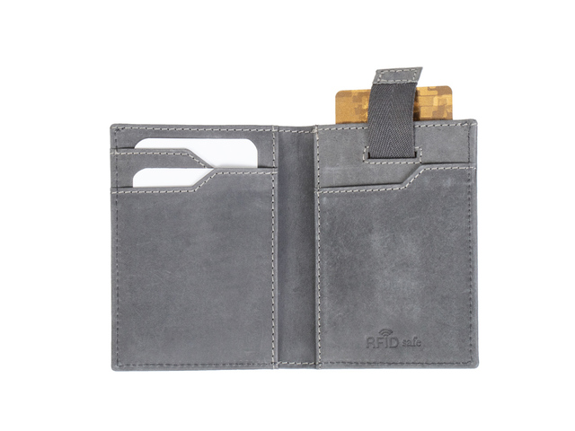 Pride and Soul Kaarthouder met Biljetvak RFID Grijs Leder 11x8.5 cm