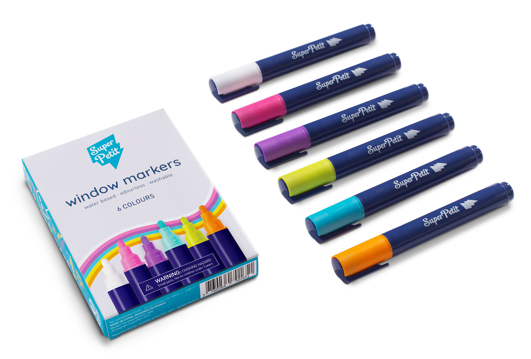 SuperPetit Raamstiften Geassorteerde Kleuren 6 stuks