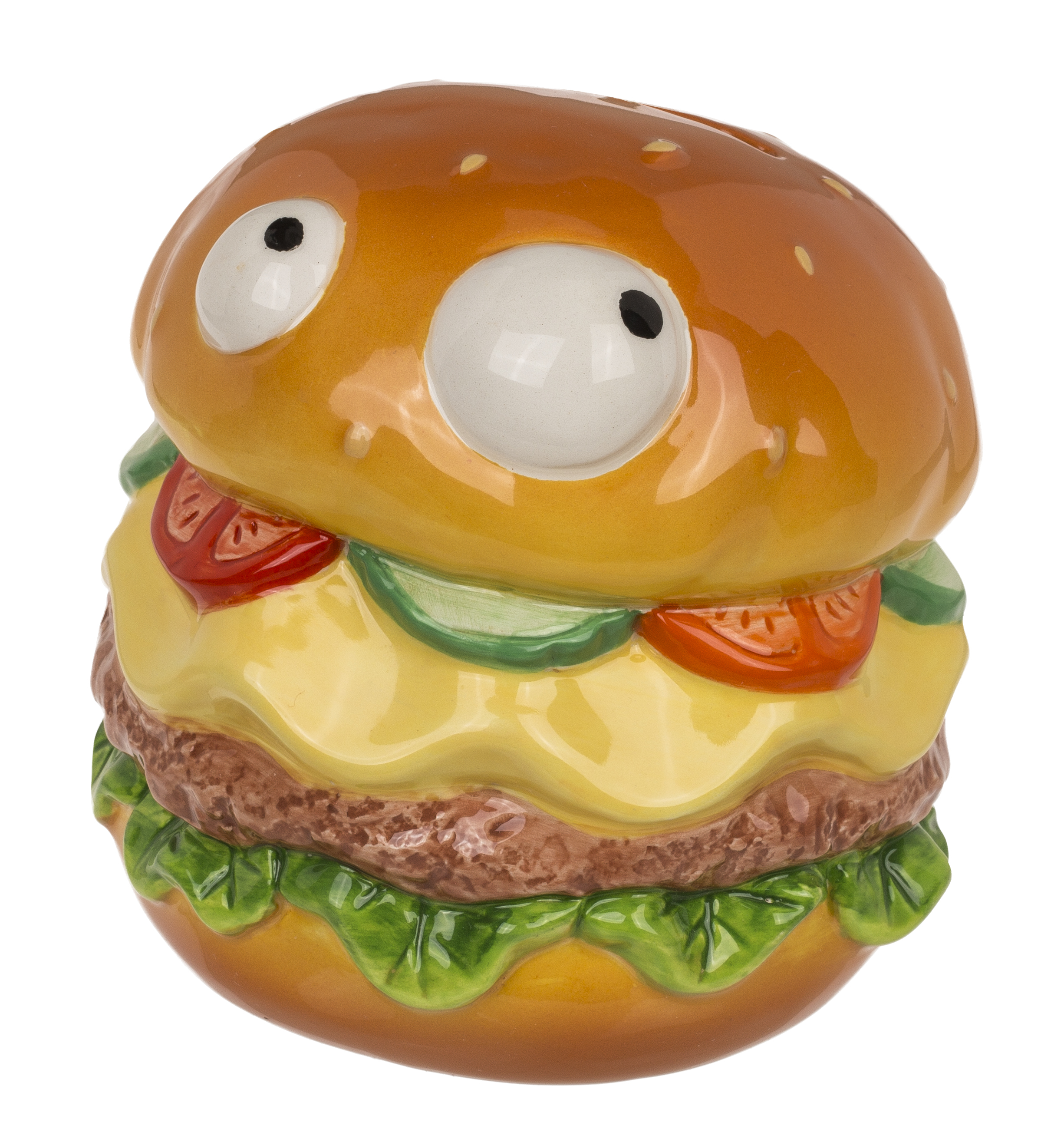 Spaarpot Burger met Ogen 12x11 cm - Keramiek - met Slot