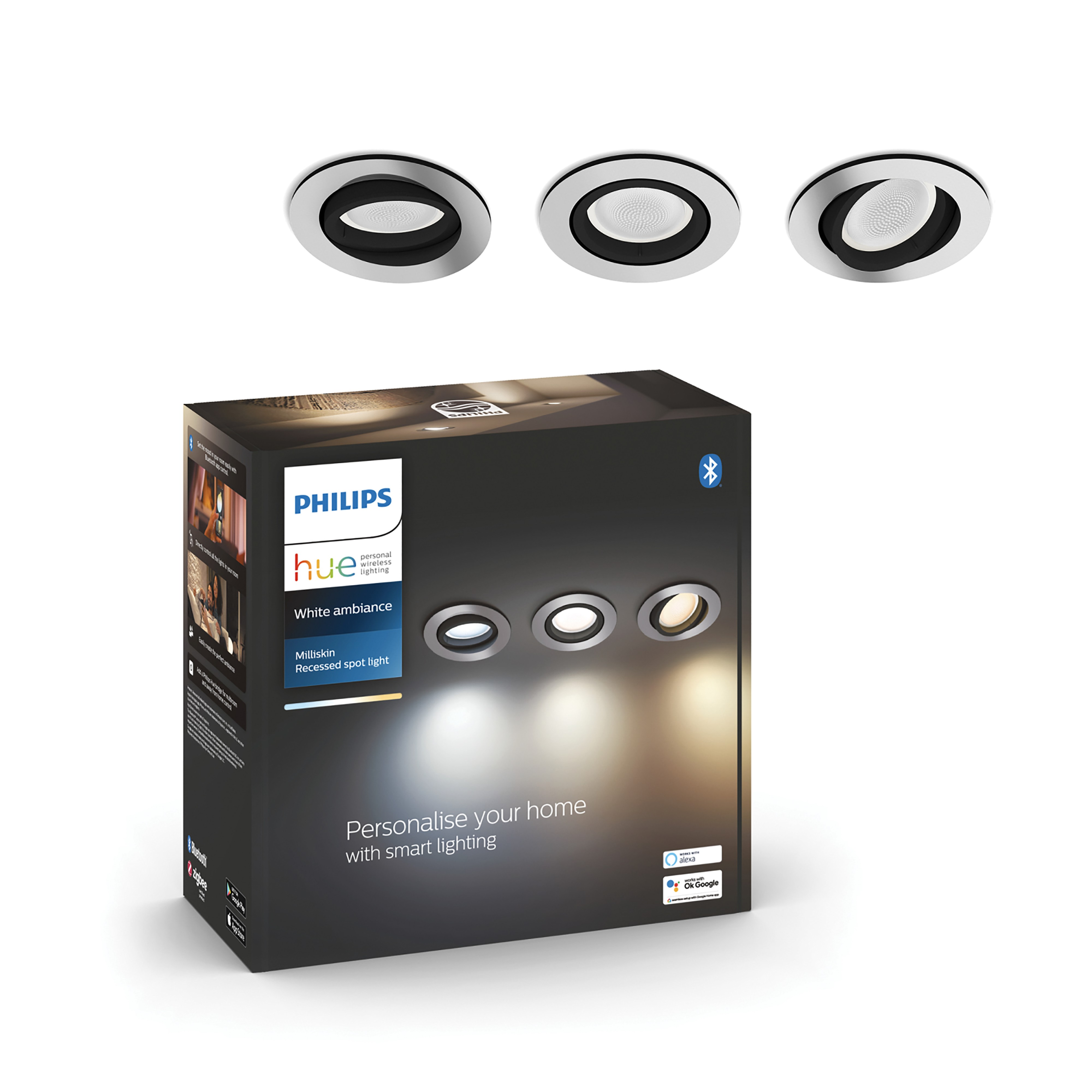 Philips Hue Milliskin Inbouwspot Wit 3xGU10 4.2W