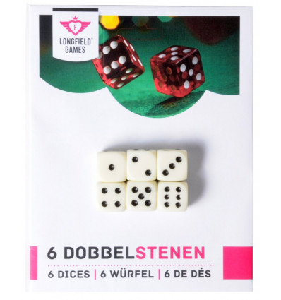 Longfield Games 6 Dobbelstenen 16 mm op kaart