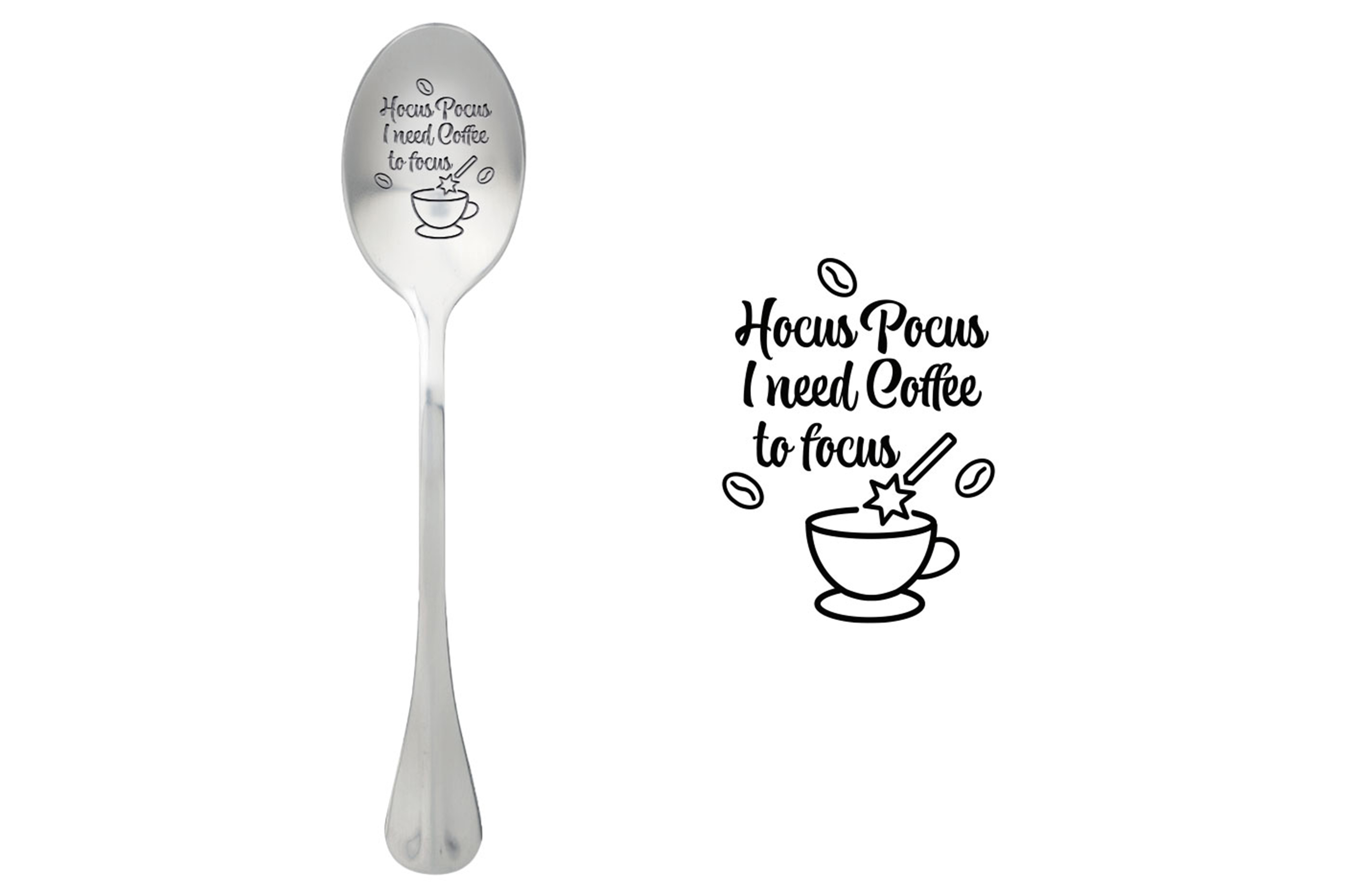 One Message Spoon Lepel met Tekst Hocus Pocus I Need Coffee To Focus