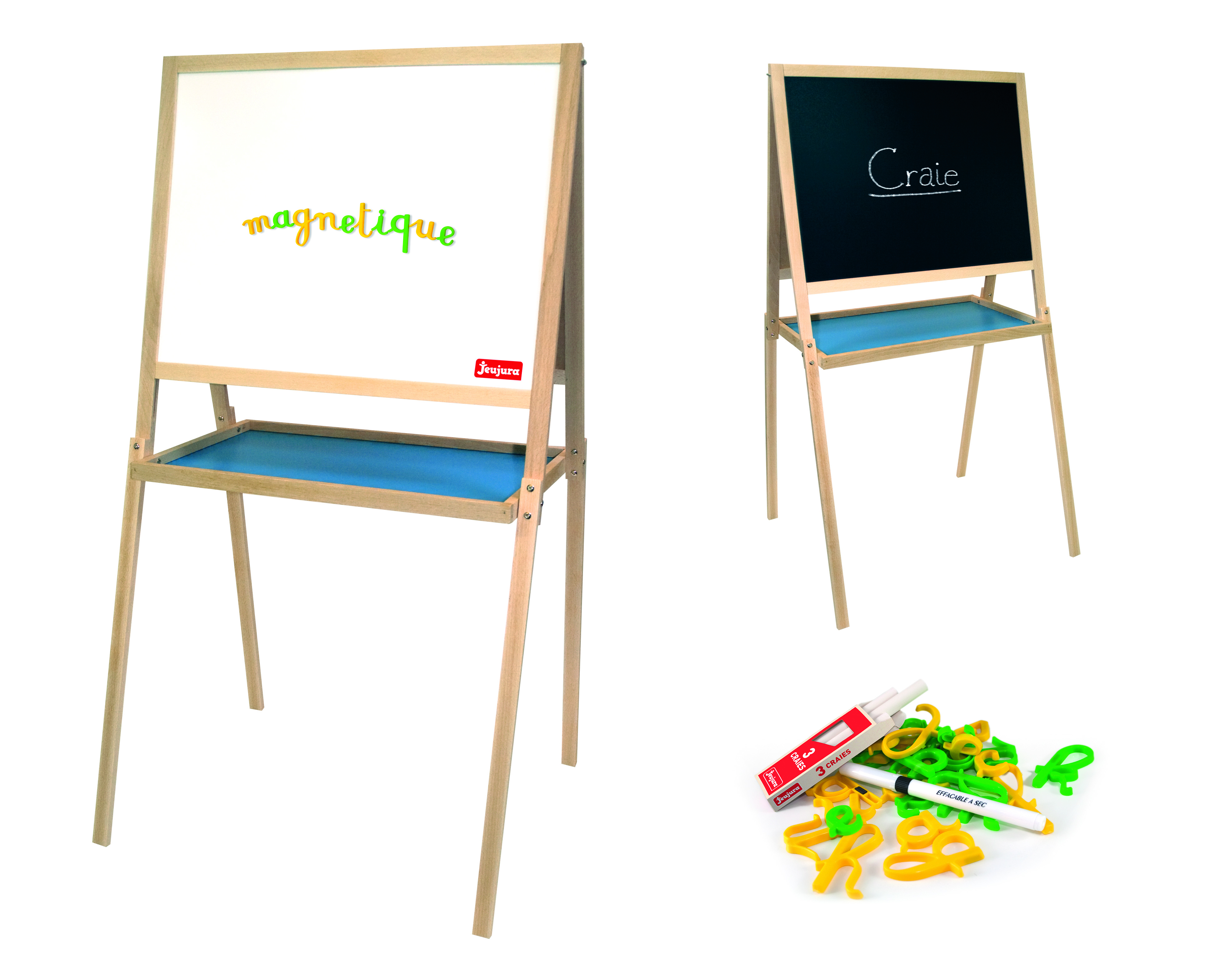 JeuJura Schrijf- en Magneetbord met Krijtbak en Accessoires 105 cm