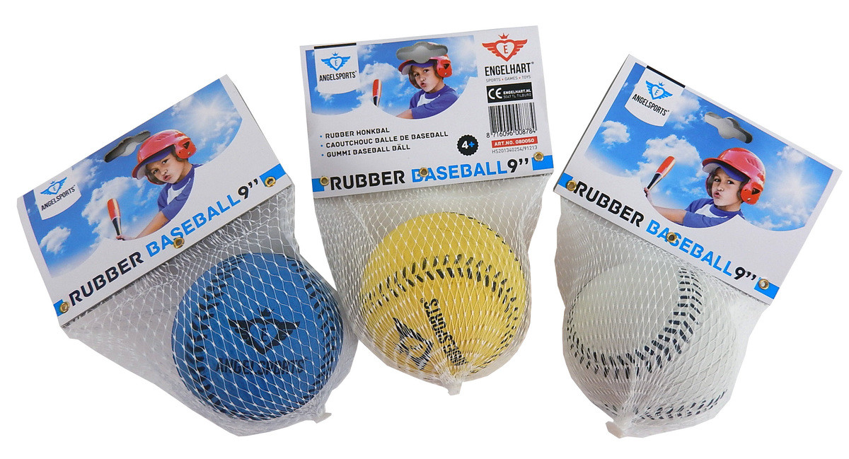 Angel Sports Honkbal Rubber 9" - assorti - prijs per stuk