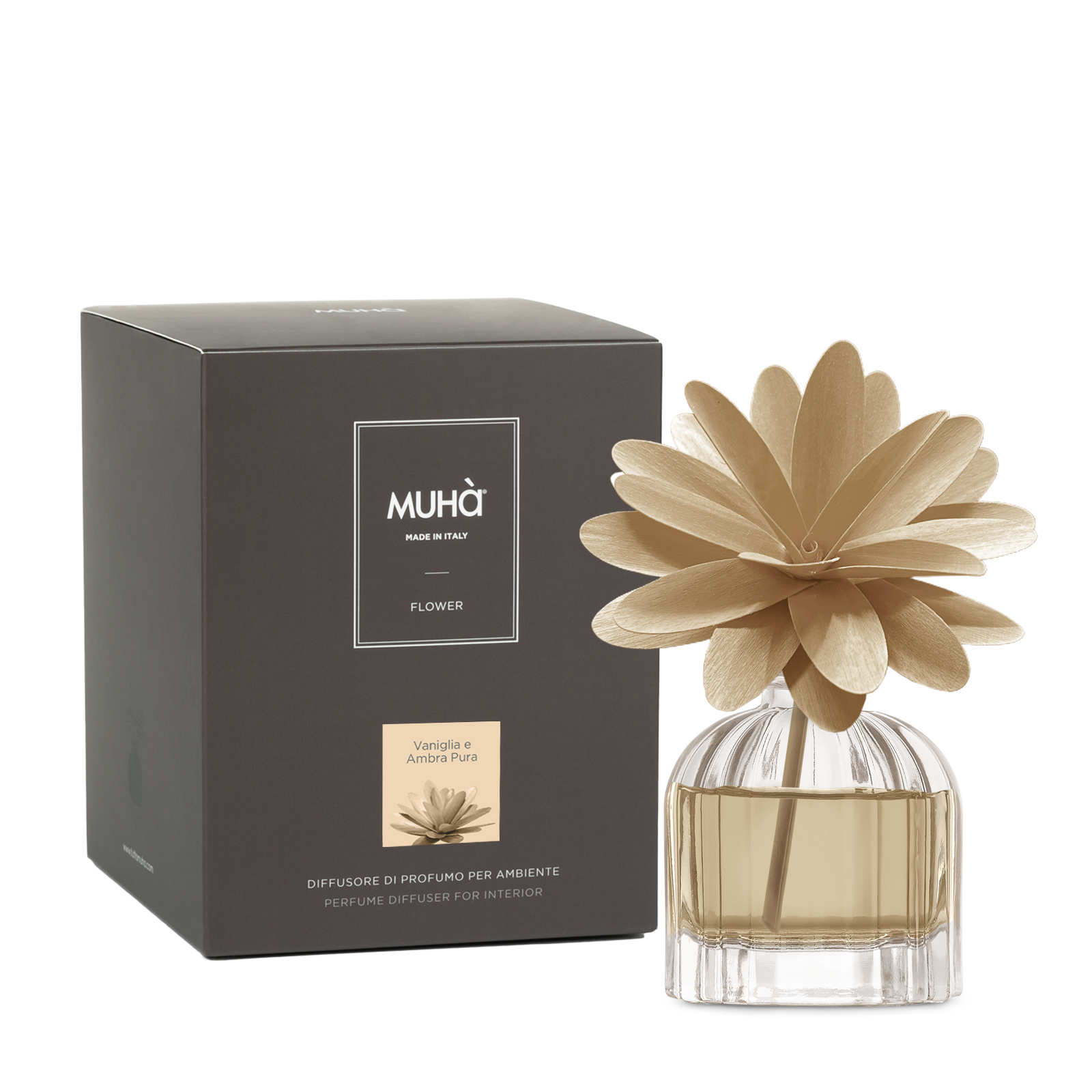 Muhà Geurdiffuser Flower Beige 60ml - Vanilla & Pure Amber