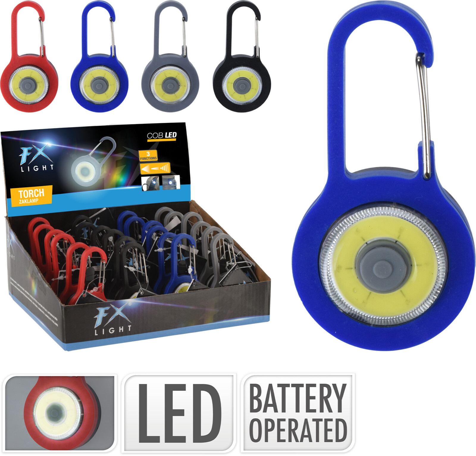 Clip Light 4x8 cm - incl. 2x CR2032 - assorti - prijs per stuk