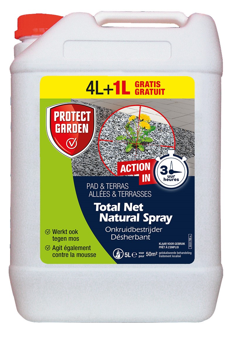 Protect Garden Total Net Natural 4+1l tegen onkruid op paden en terrassen