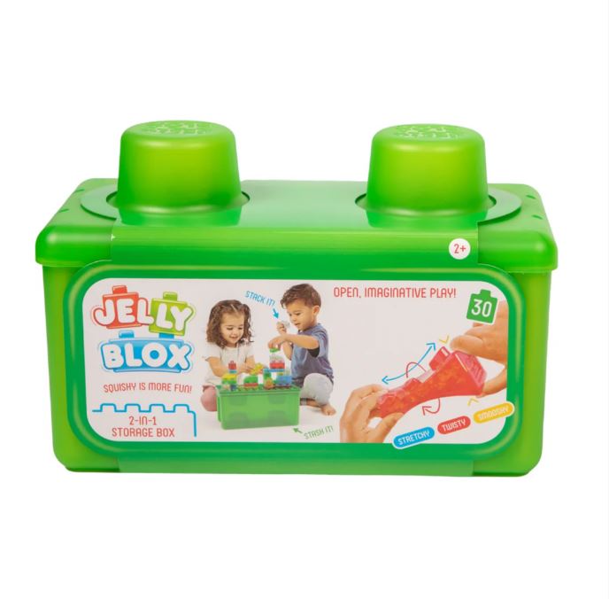 Jelly Blox - stash & stack, groene opbergkoffer 30 st.