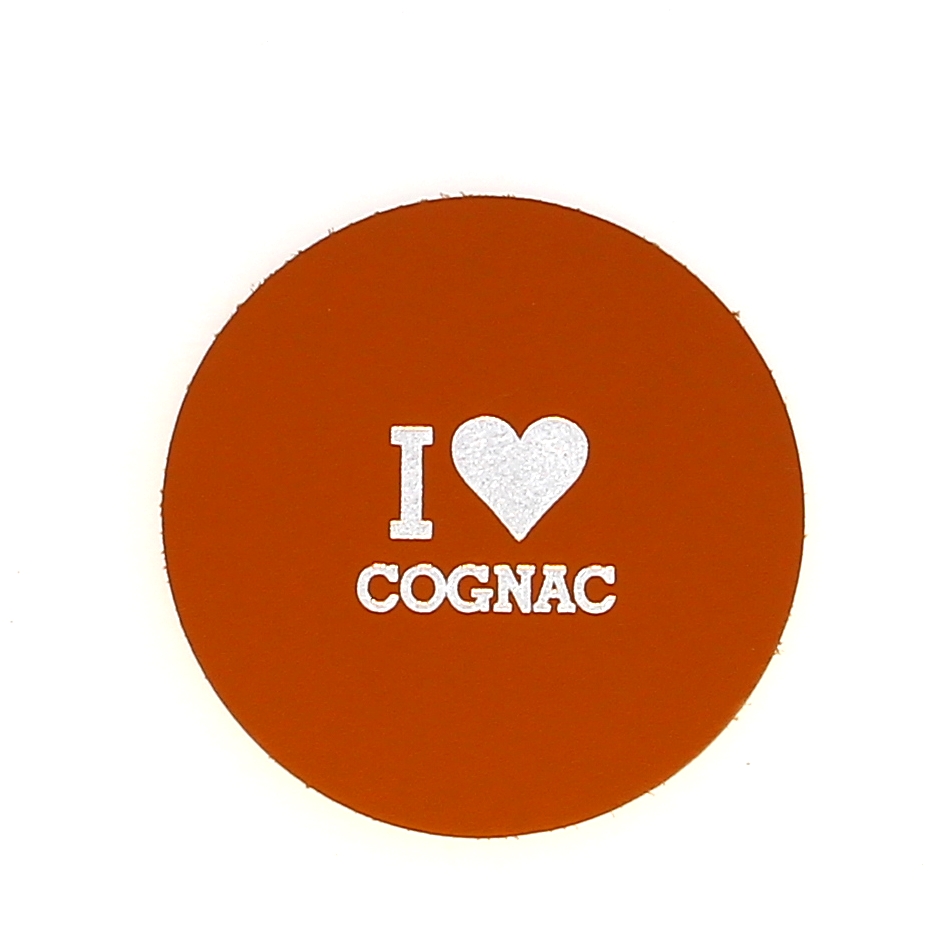 Enjoy Your Drink Glasonderzetter Leder Rond - Cognac/Silver Cognac
