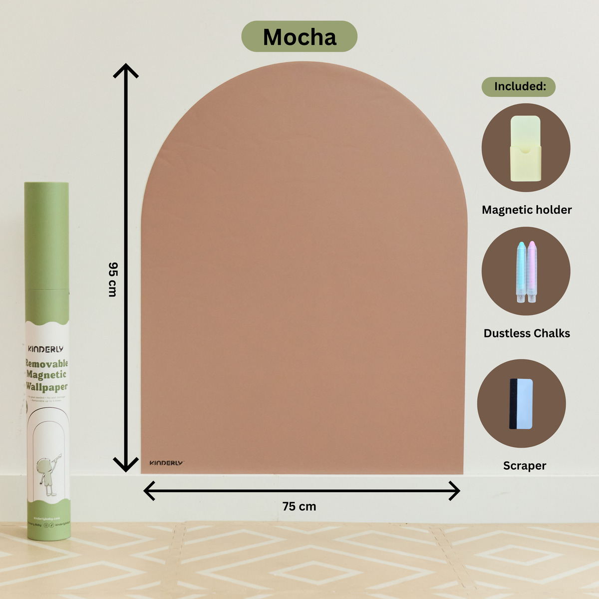 Kinderly Muurbord Magnetisch-Verplaatsbaar Mocha 75x95 cm