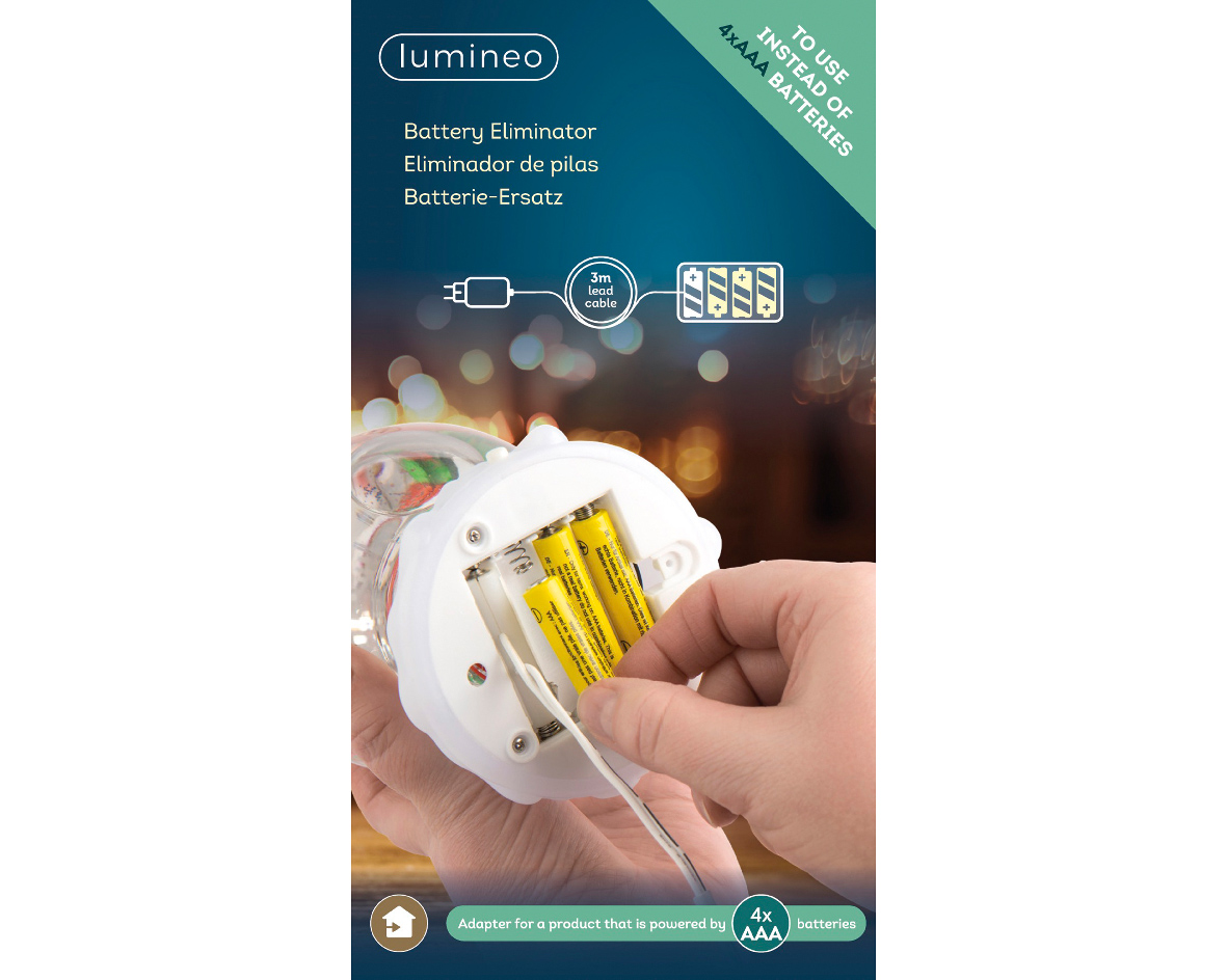 Lumineo Batterijvervanger 6V 4x AAA 3m Kabel Wit