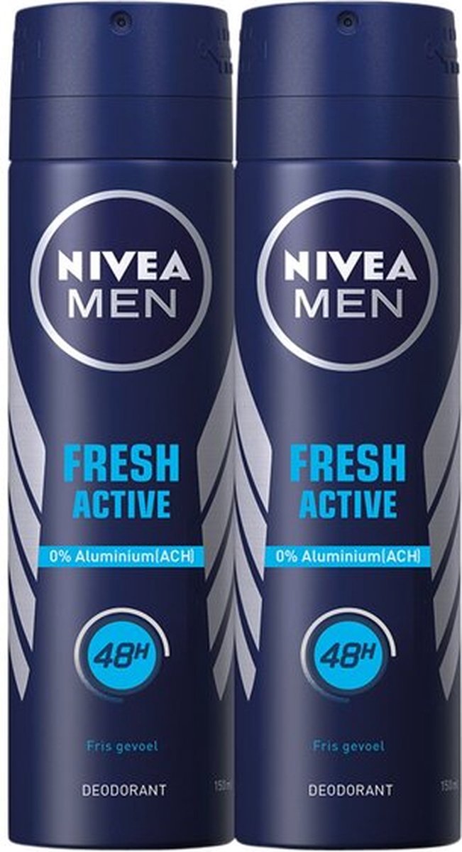 Nivea for Men Deospray Fresh Active 2 stuks + 1 gratis 150 ml