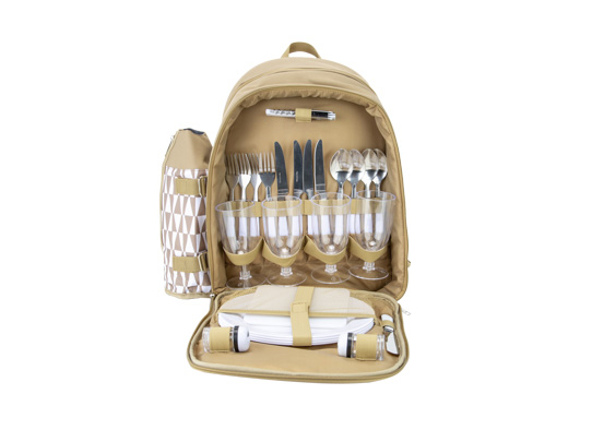 Cosy&Trendy Picknickmand Rugzak Gevuld 30x20x40 cm - voor 4 Personen